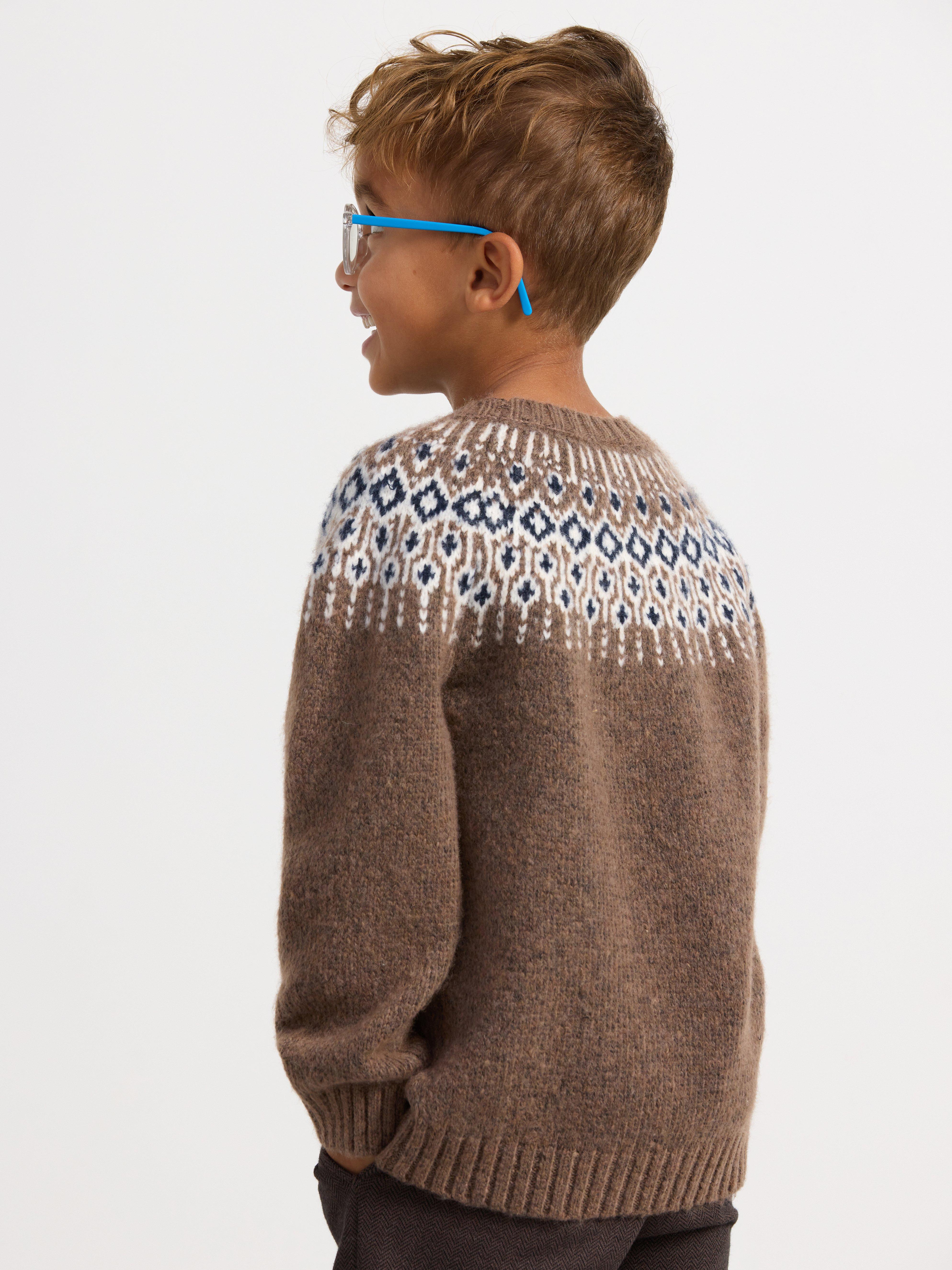 Knitted fair Isle jumper Brown