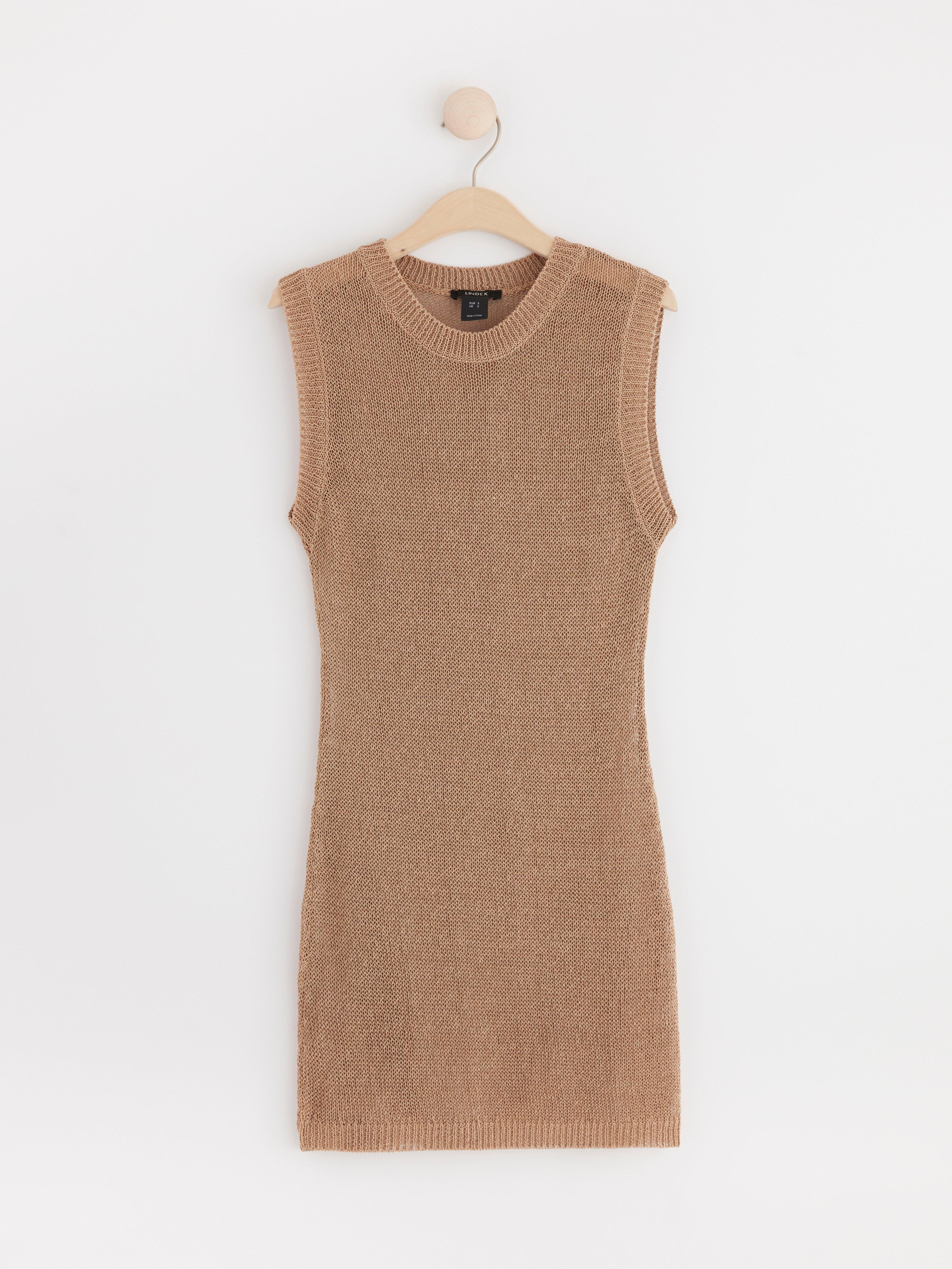 Knitted sleeveless tunic brown