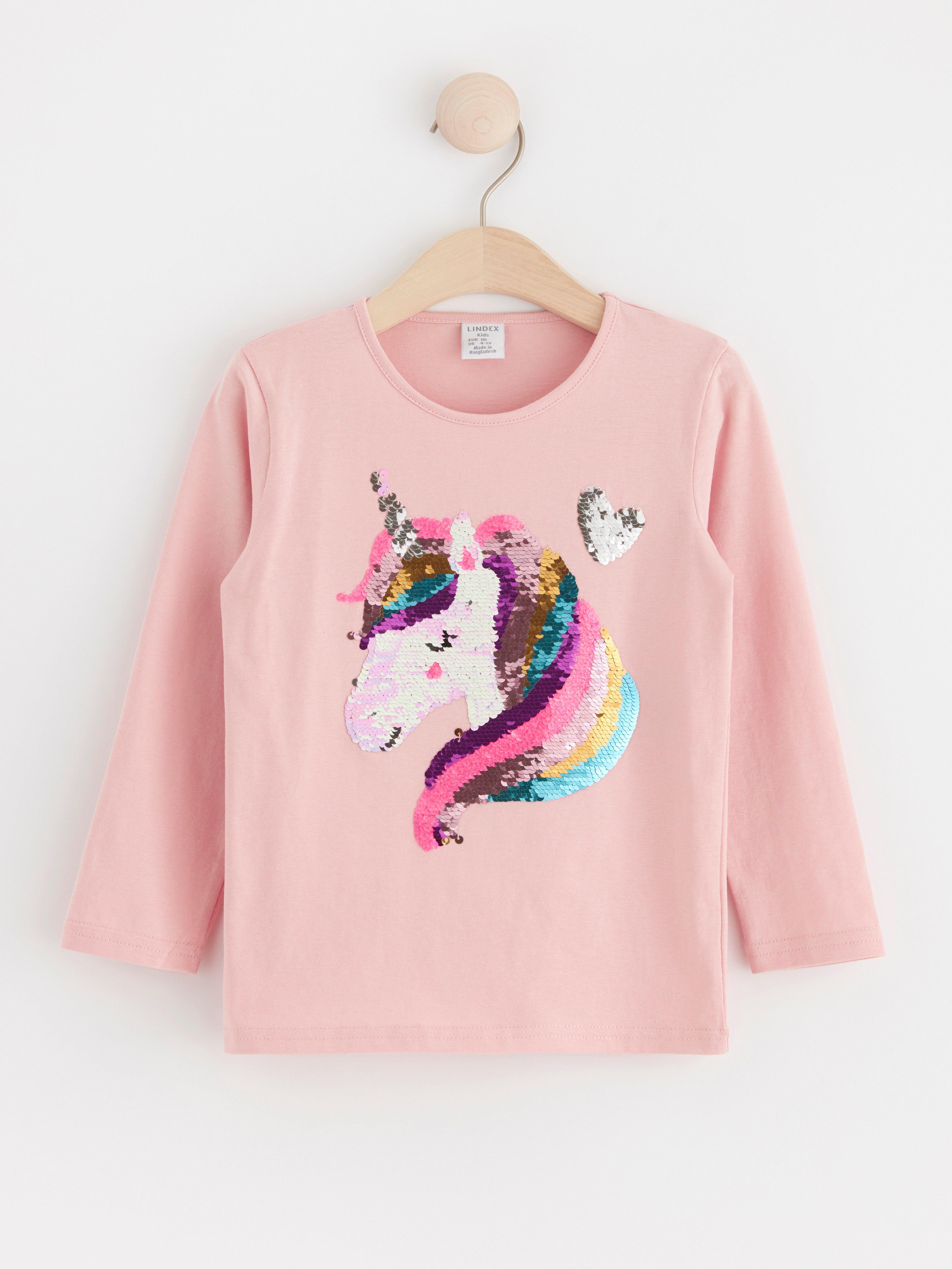 Long sleeve top with reversible sequins Light Pink