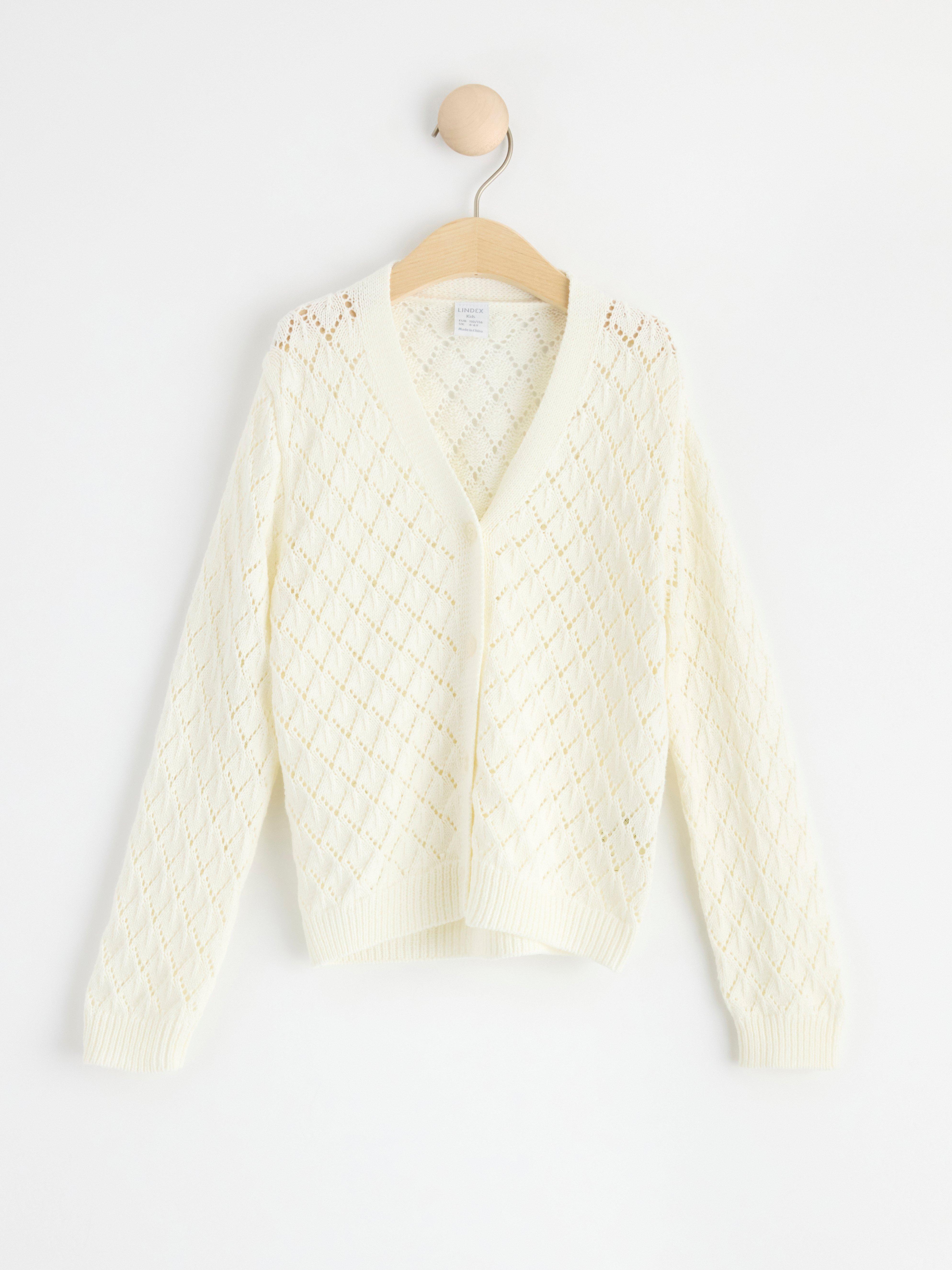Pattern knitted cardigan Light Dusty White