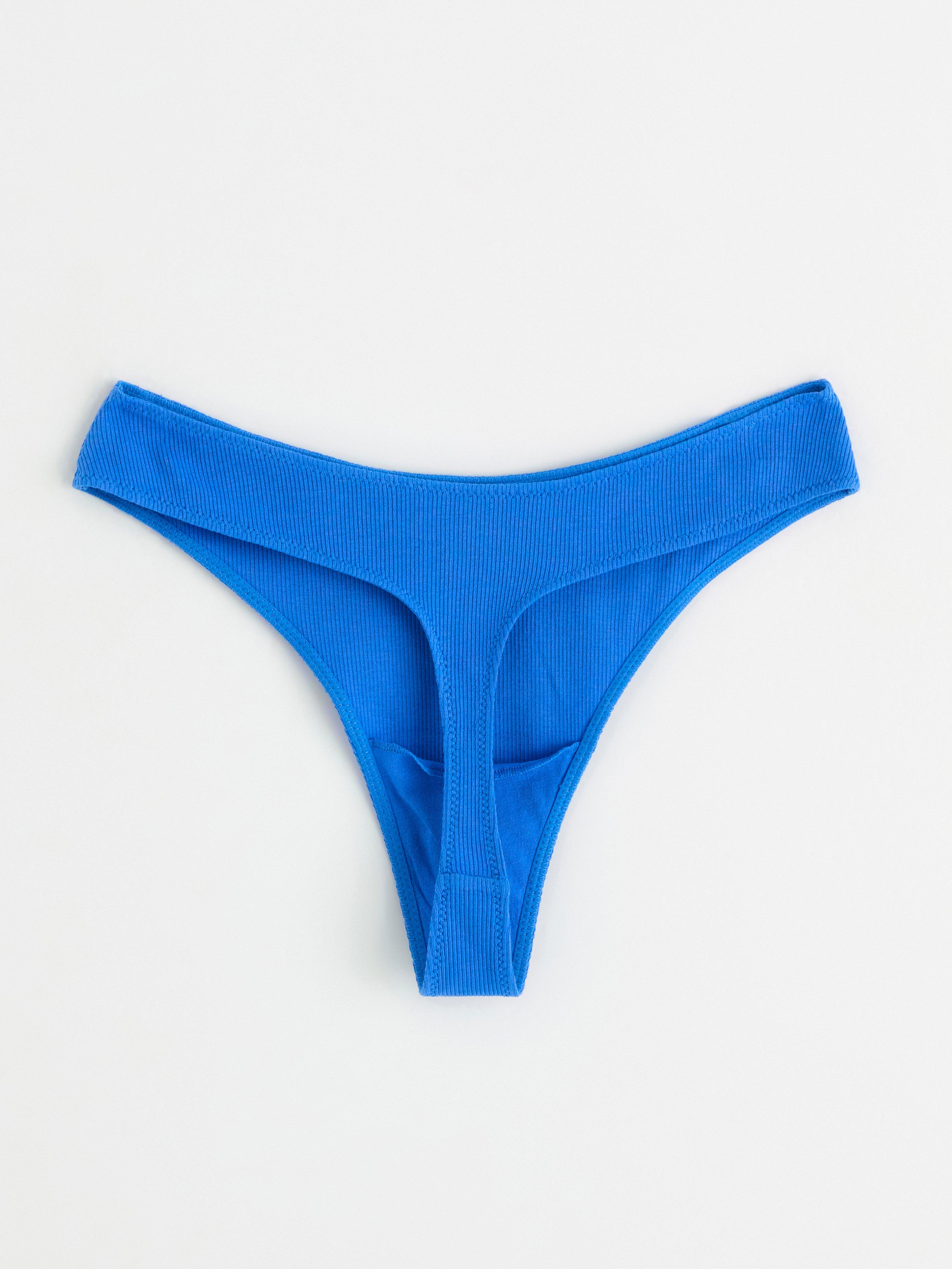 Ribbed thong low Blue