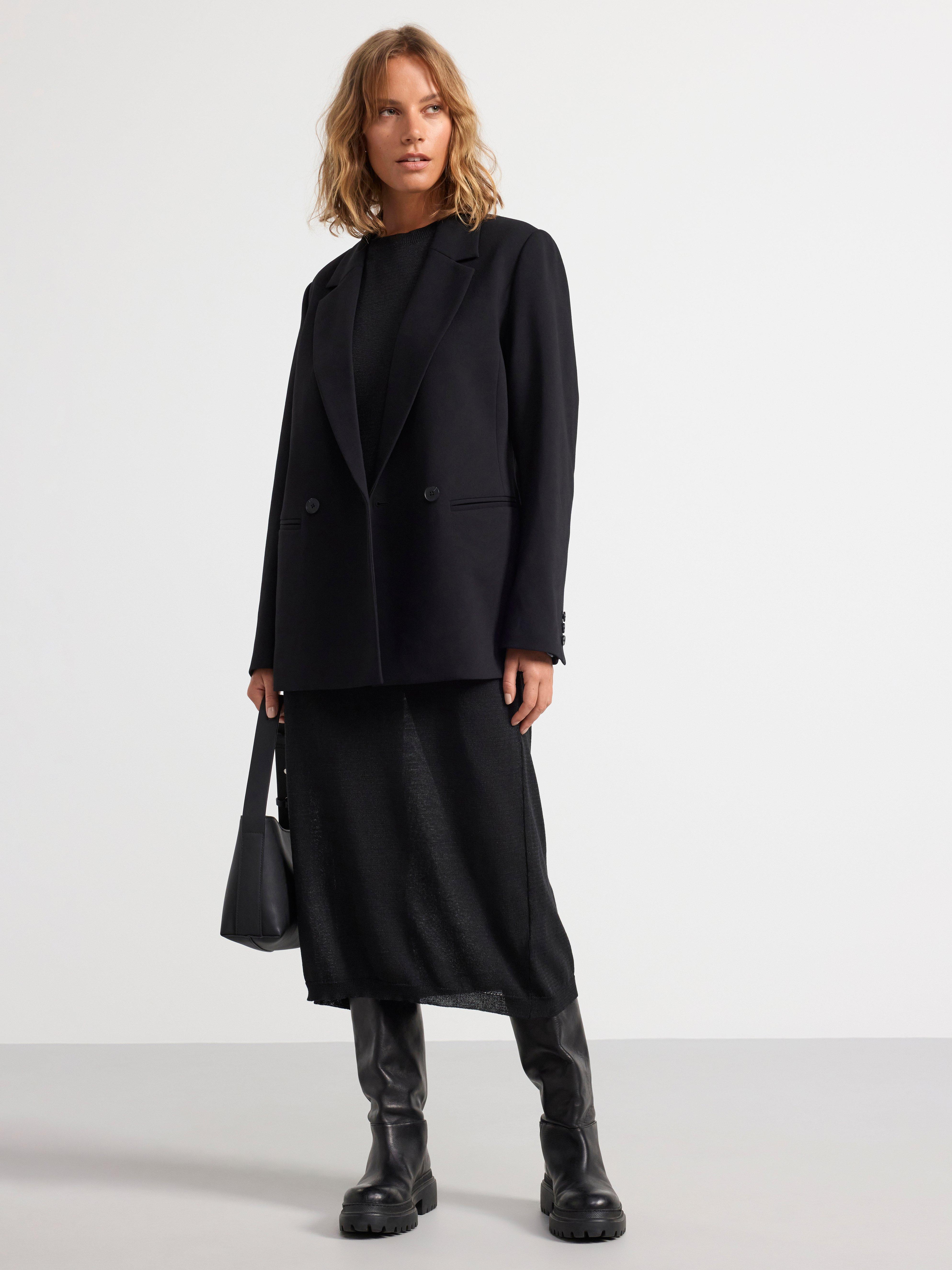 Knitted short sleeve dress Black