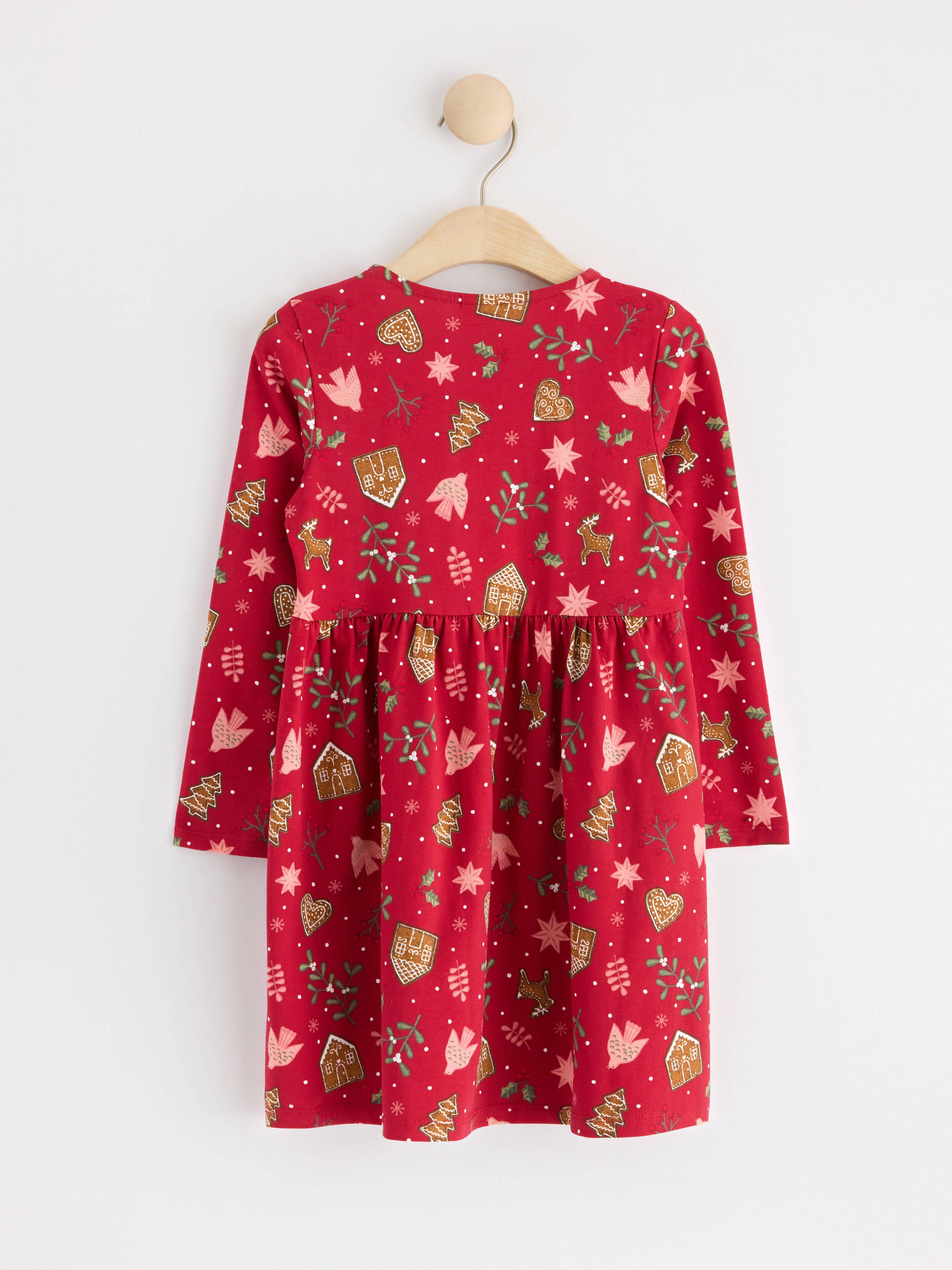 Long sleeve dress with gingerbread Dark Red