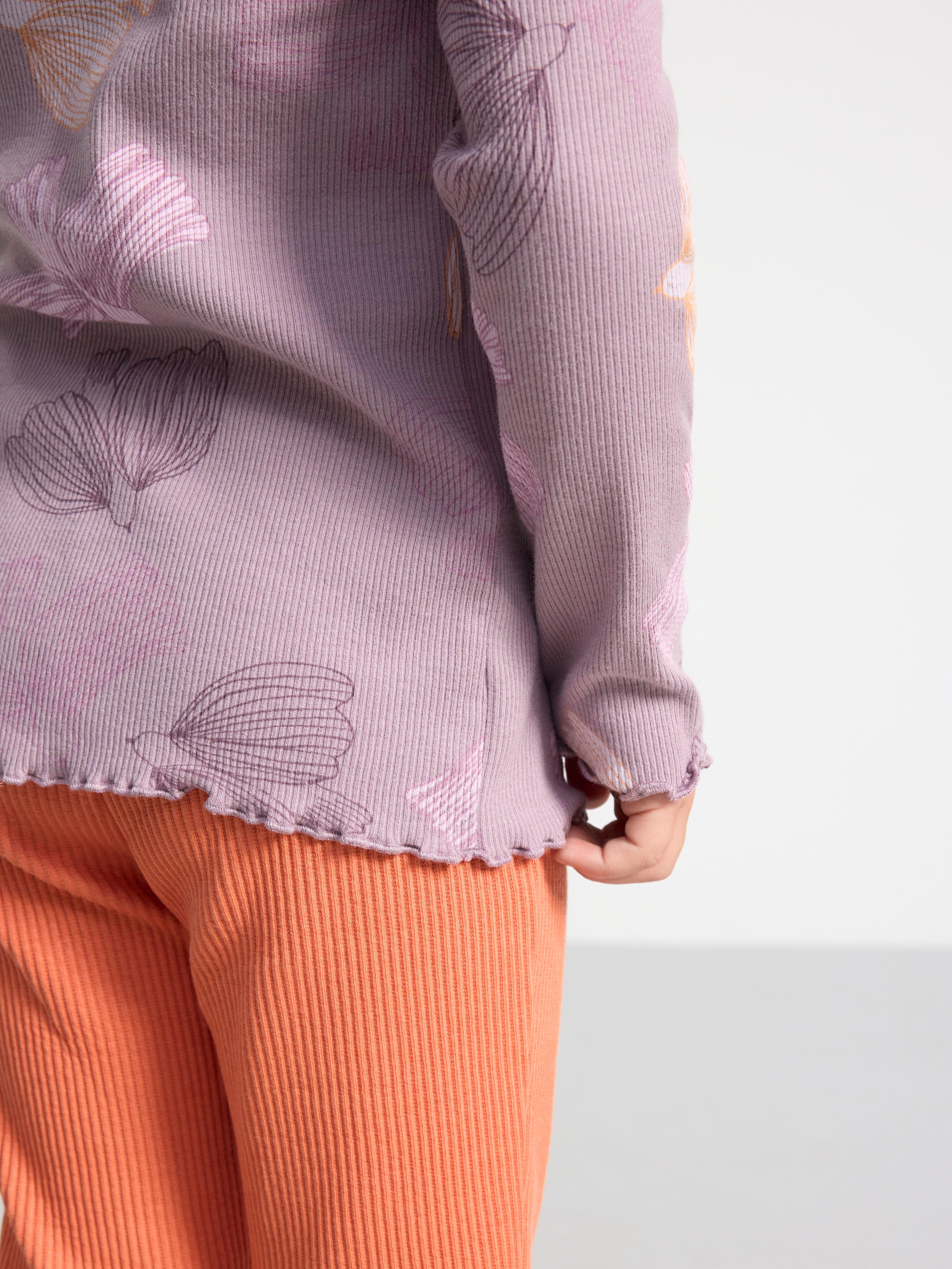Top ribbed with frill details Light Dusty Lilac