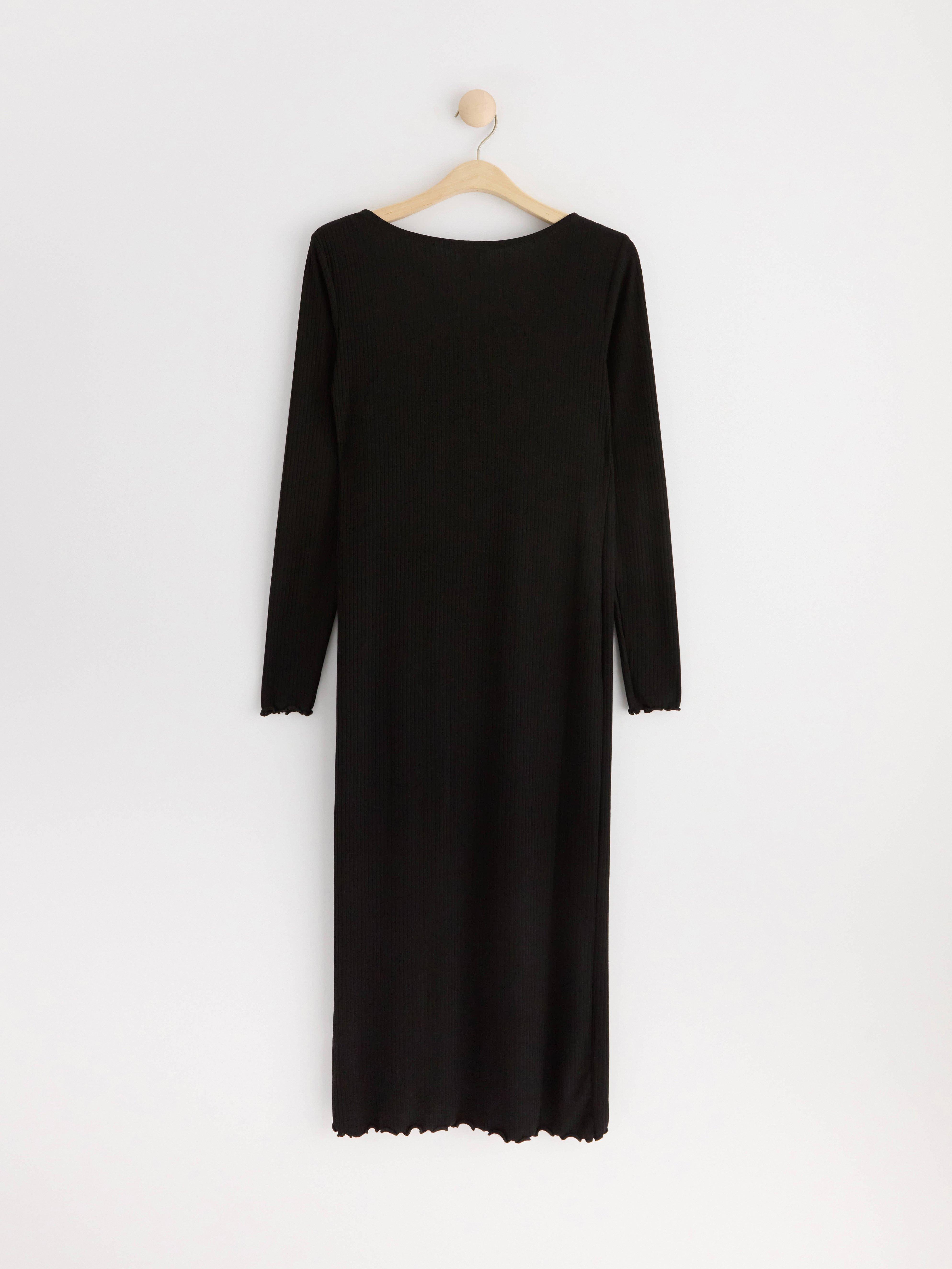 MOM Ribbed long sleeved jersey dress Black