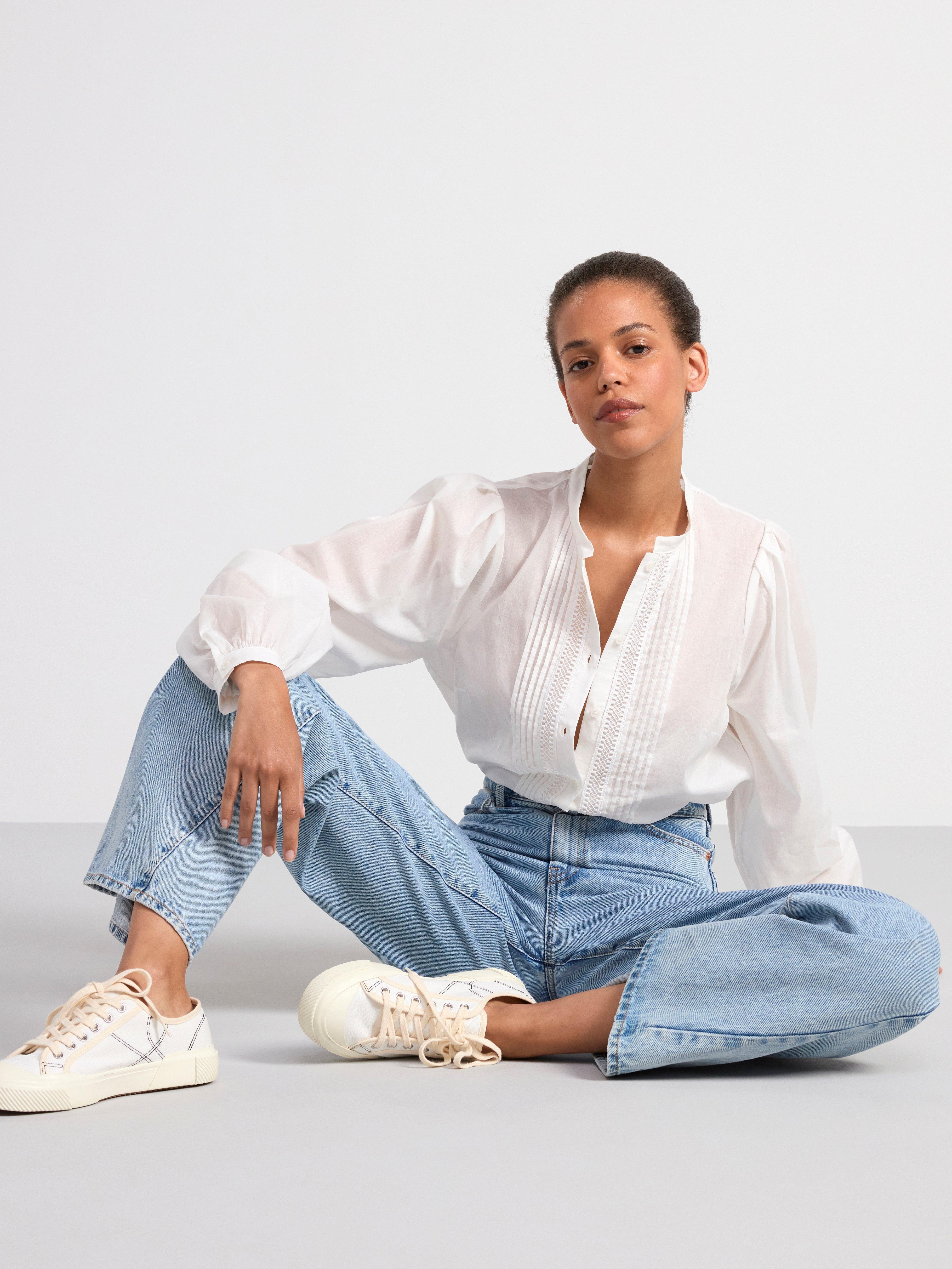 Long sleeved cotton blouse Off White