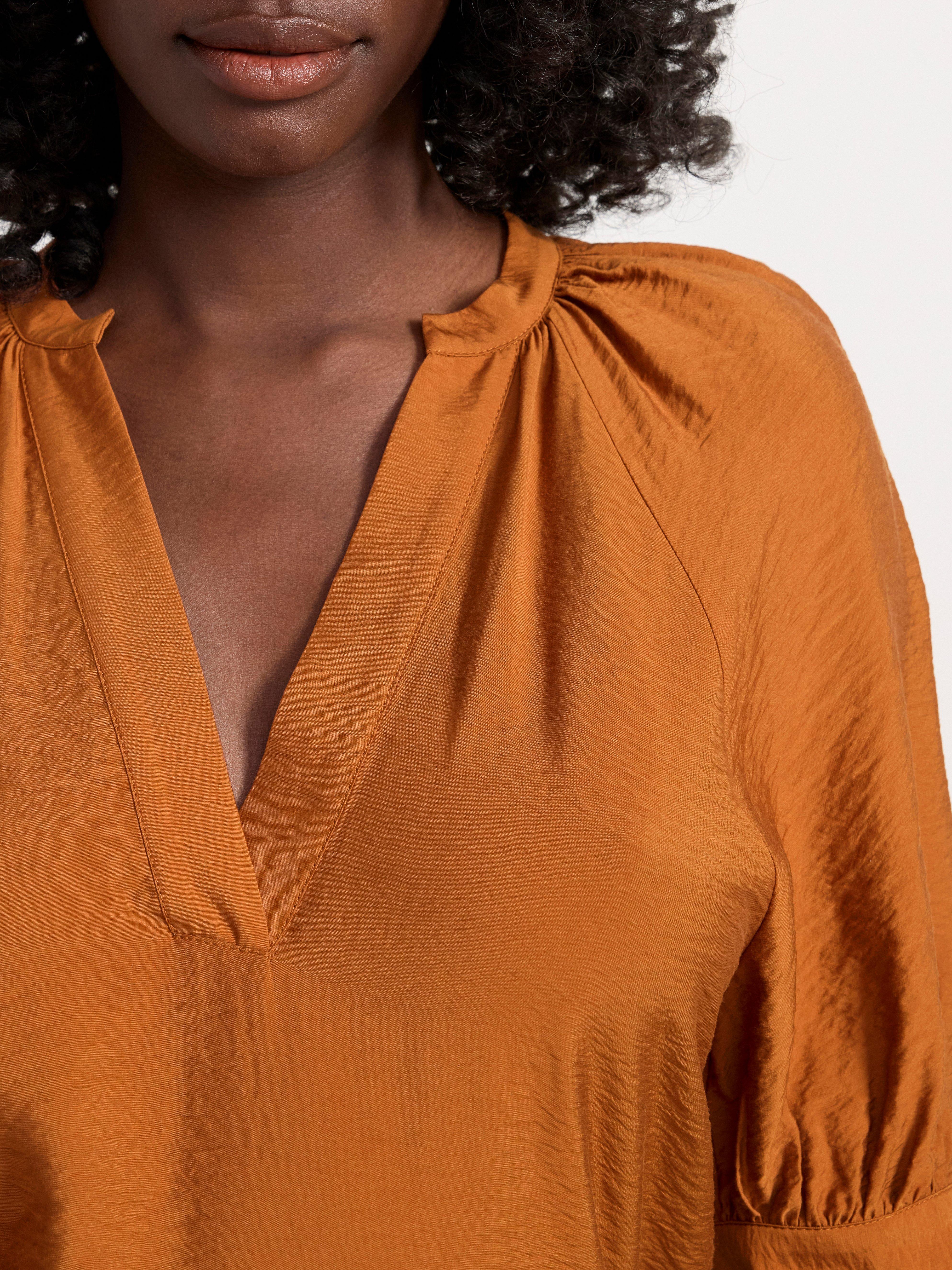 Blouse with puff sleeves Brown