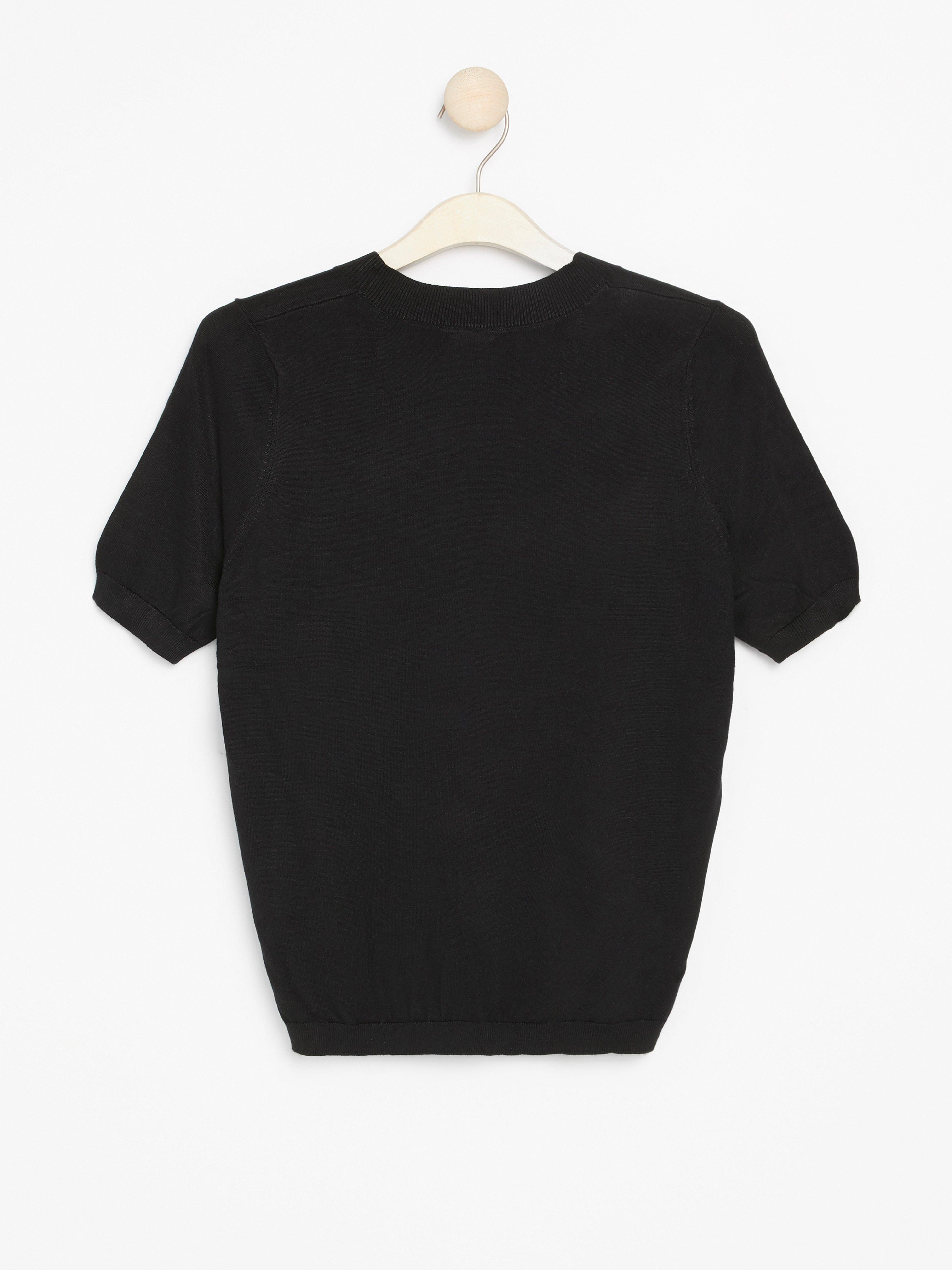 Fine-knit short sleeve jumper Black