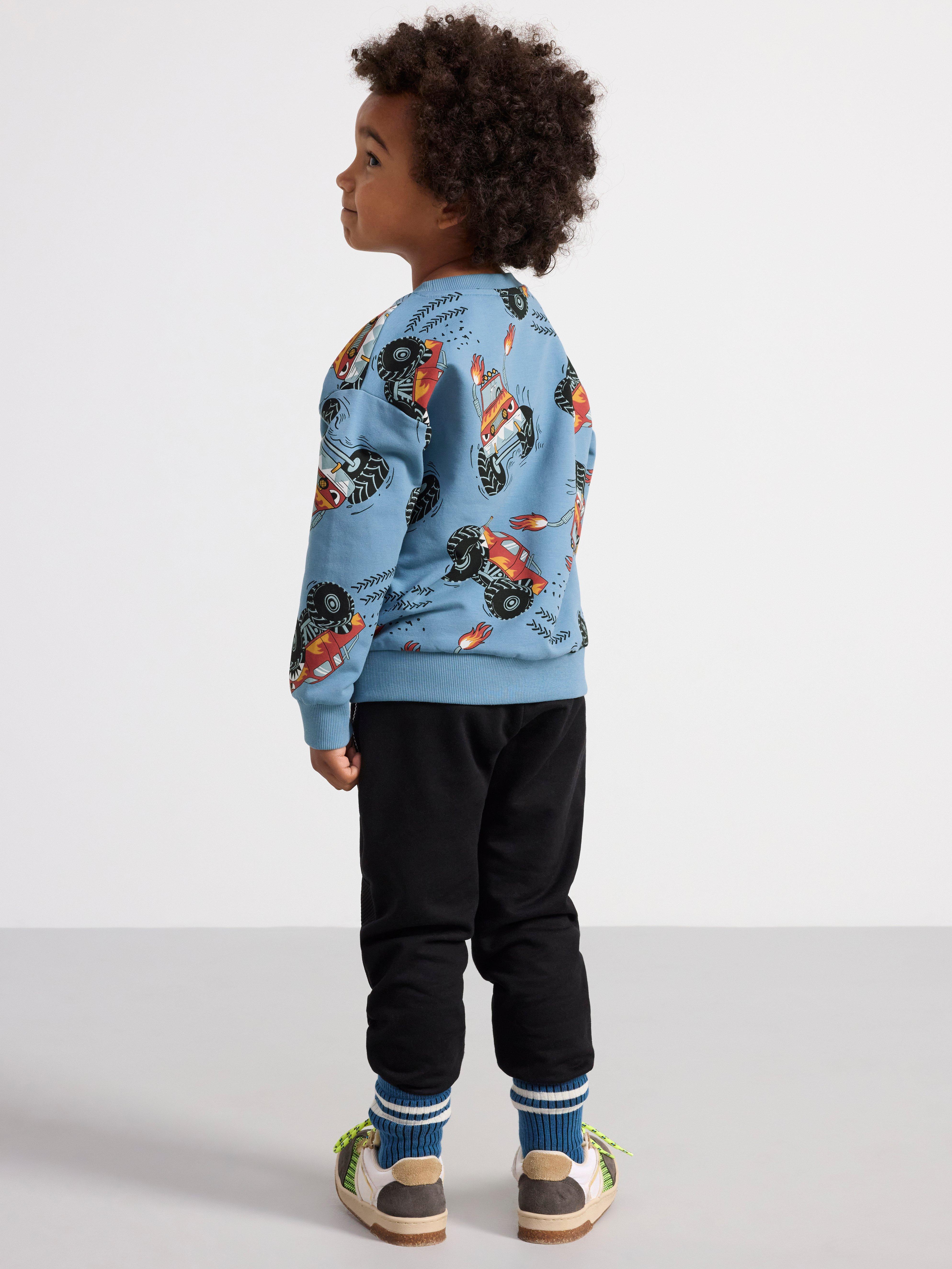 Sweatshirt with monstertrucks Light Dusty Blue