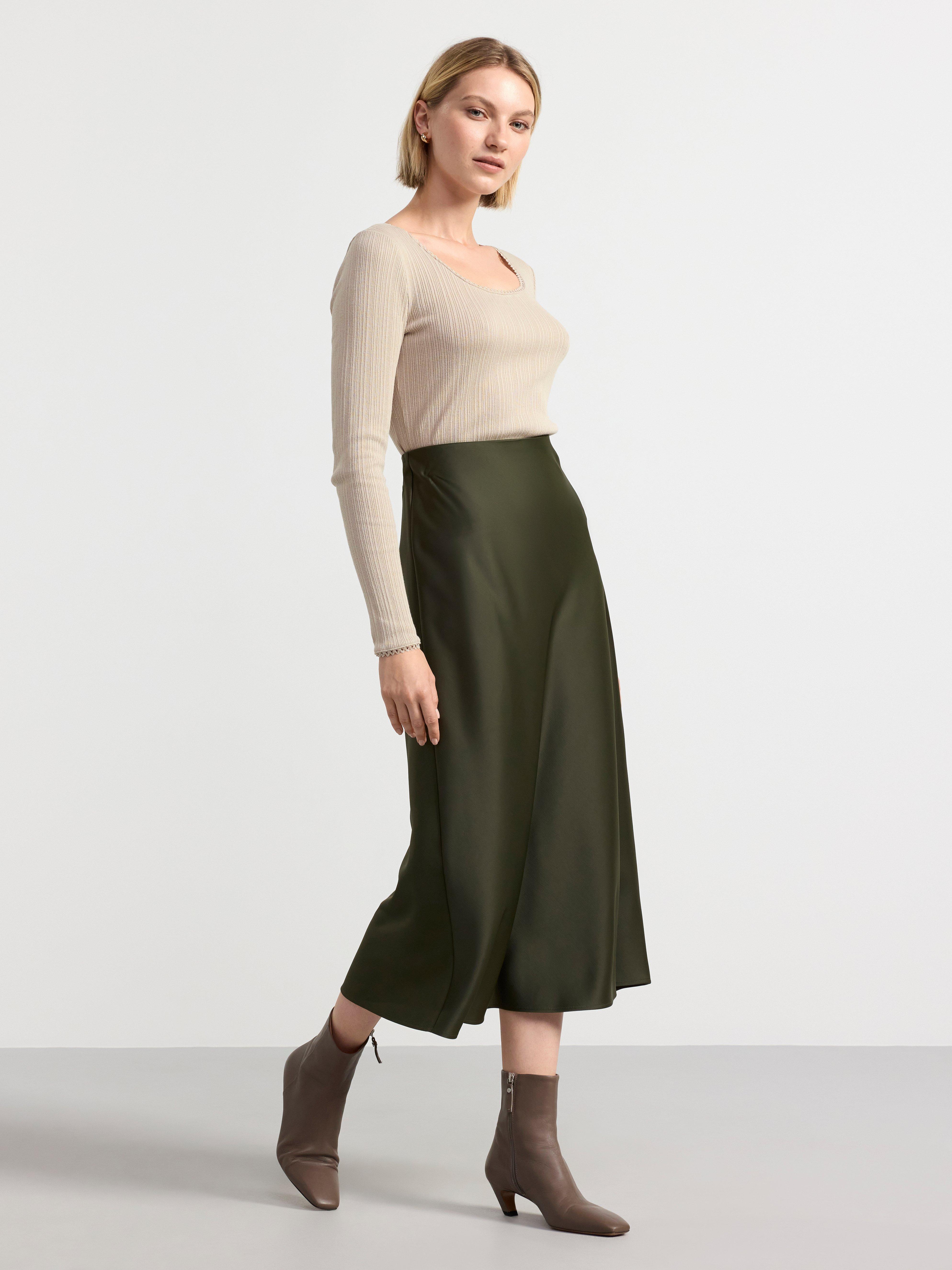 Ribbed long sleeve top Beige