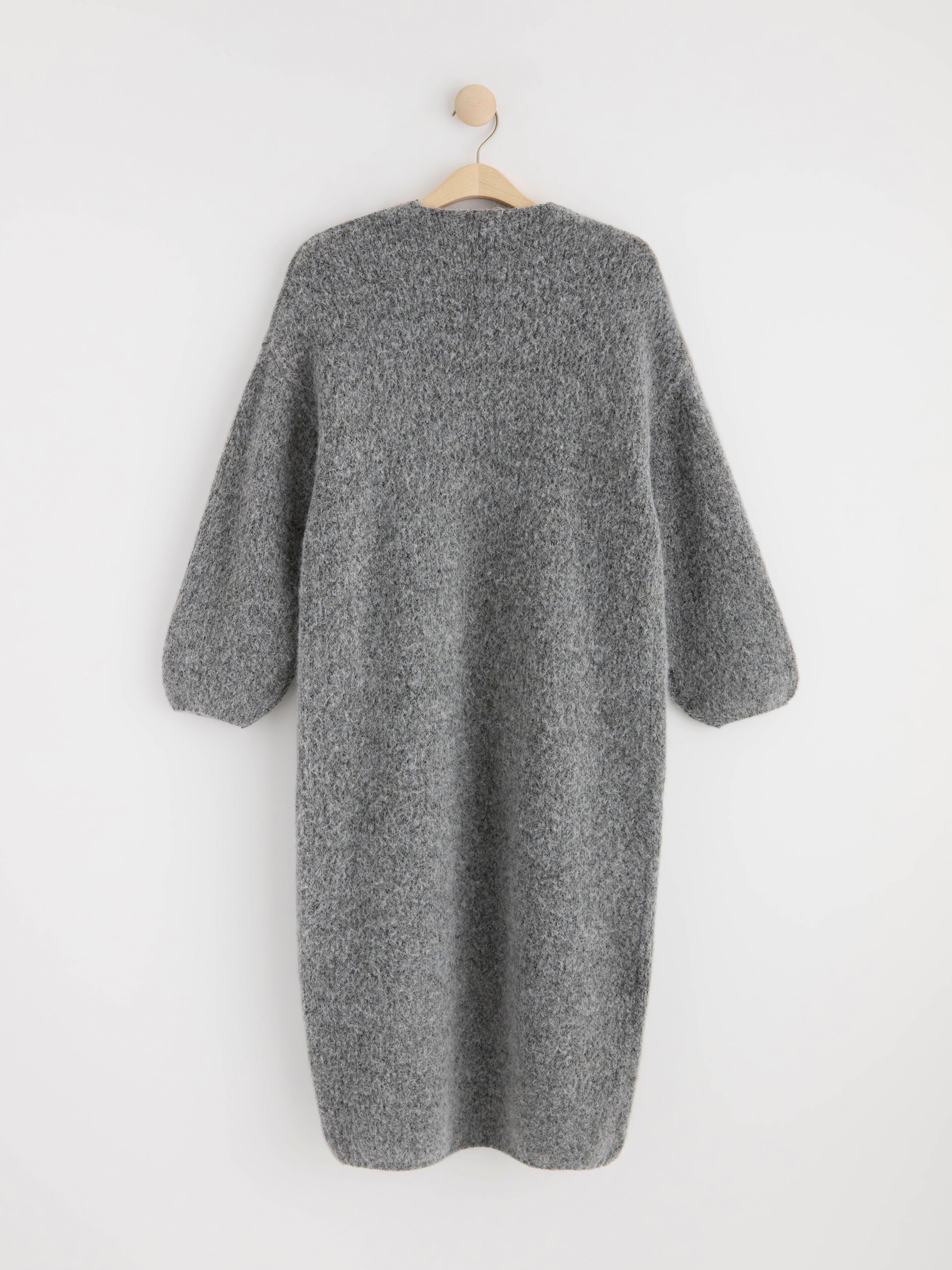 Long cardigan knitted Dark Grey Melange
