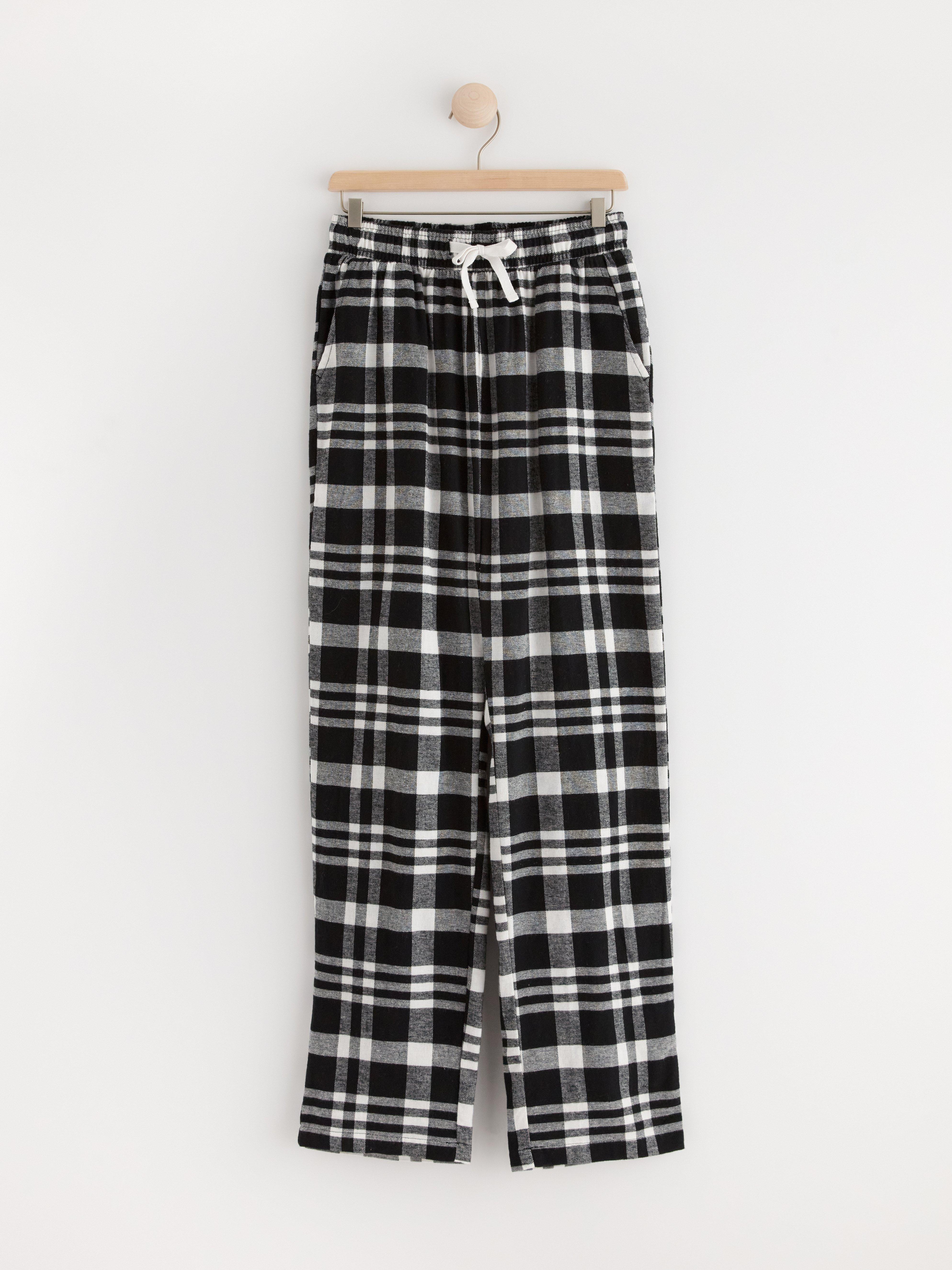 Pyjama trousers in flannel with checked pattern Black