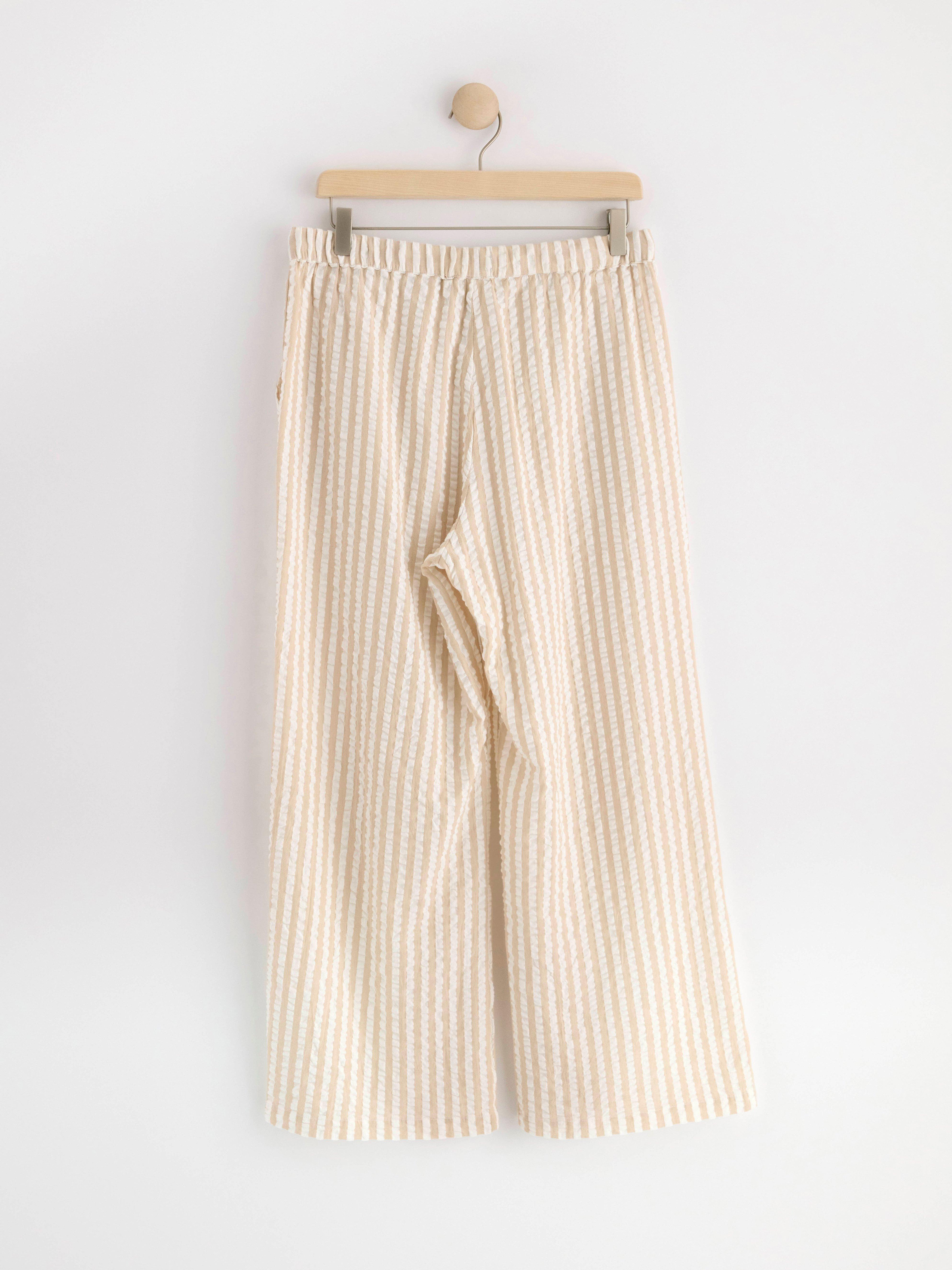 Pyjama trousers in seersucker Beige