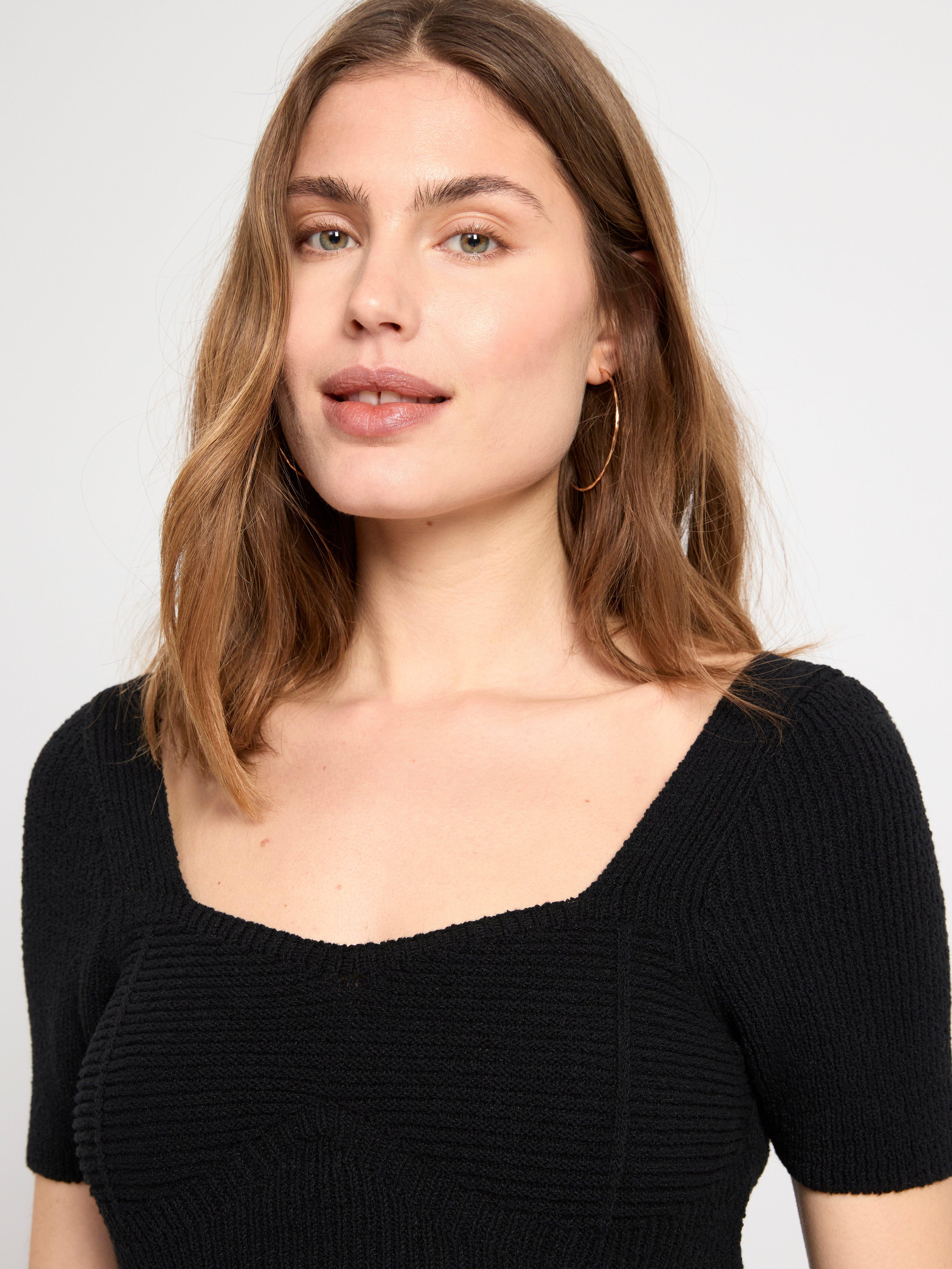 Knitted short sleeve top Black