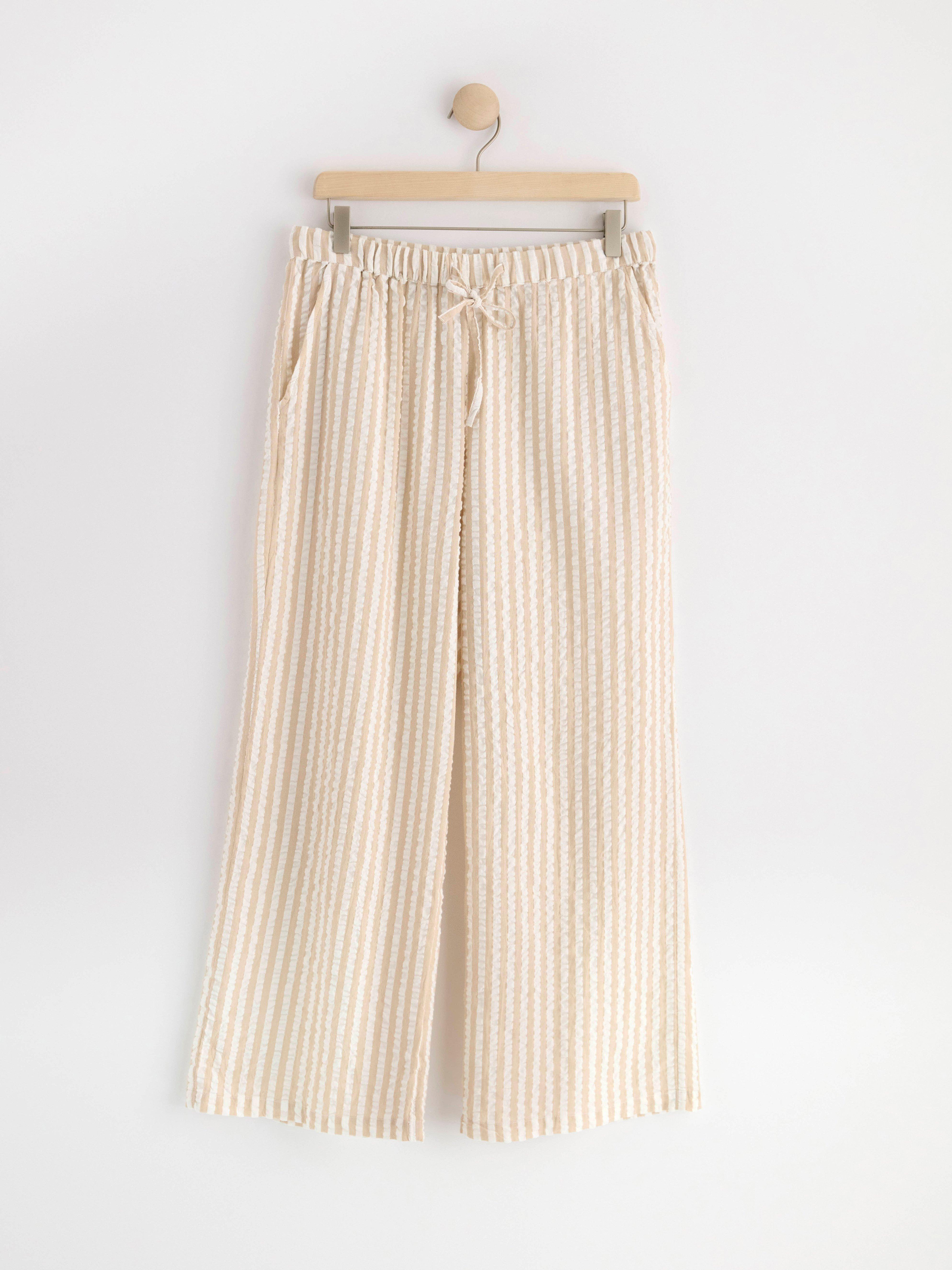 Pyjama trousers in seersucker Beige