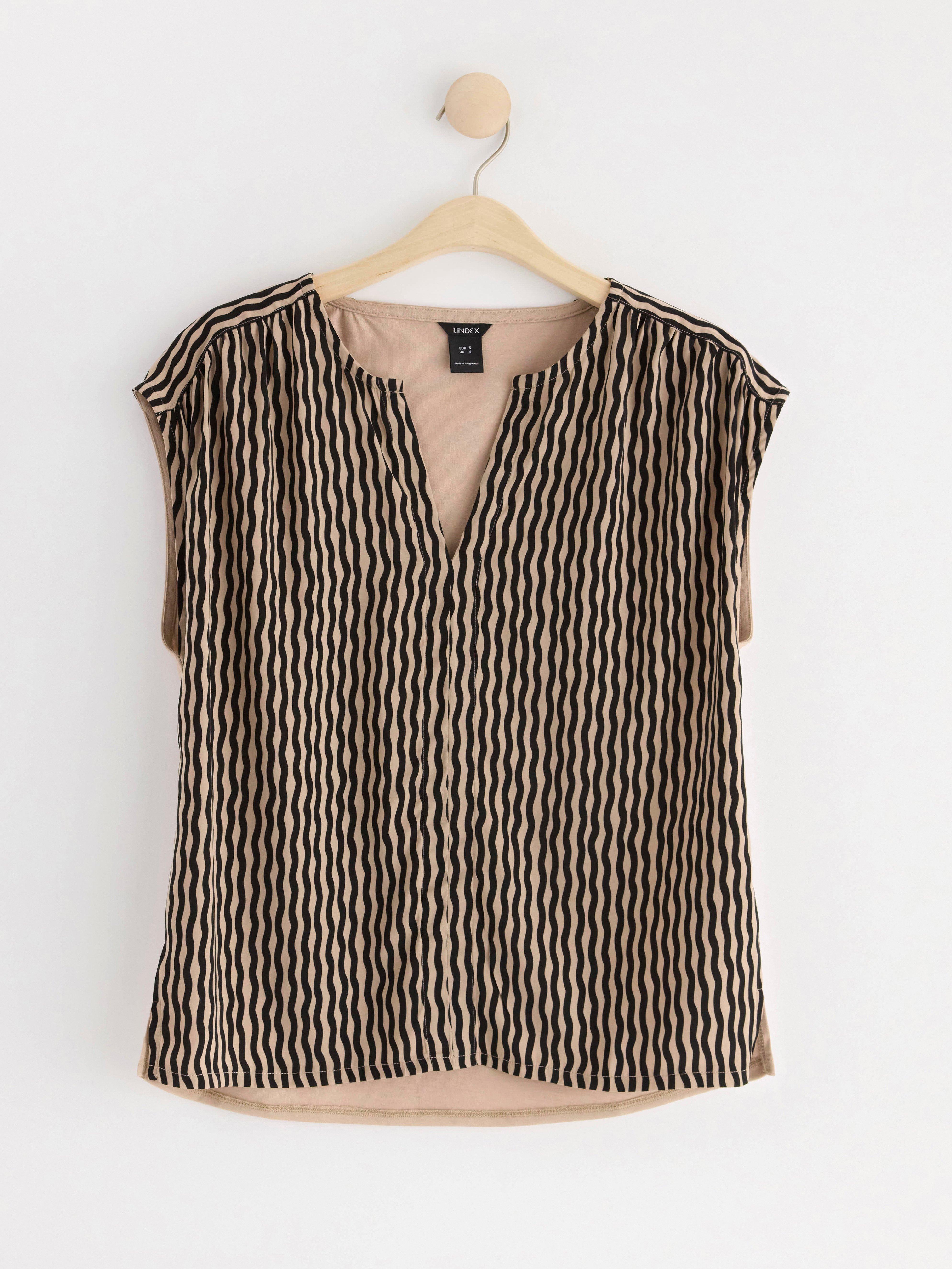 Top with v-neck Dusty Beige