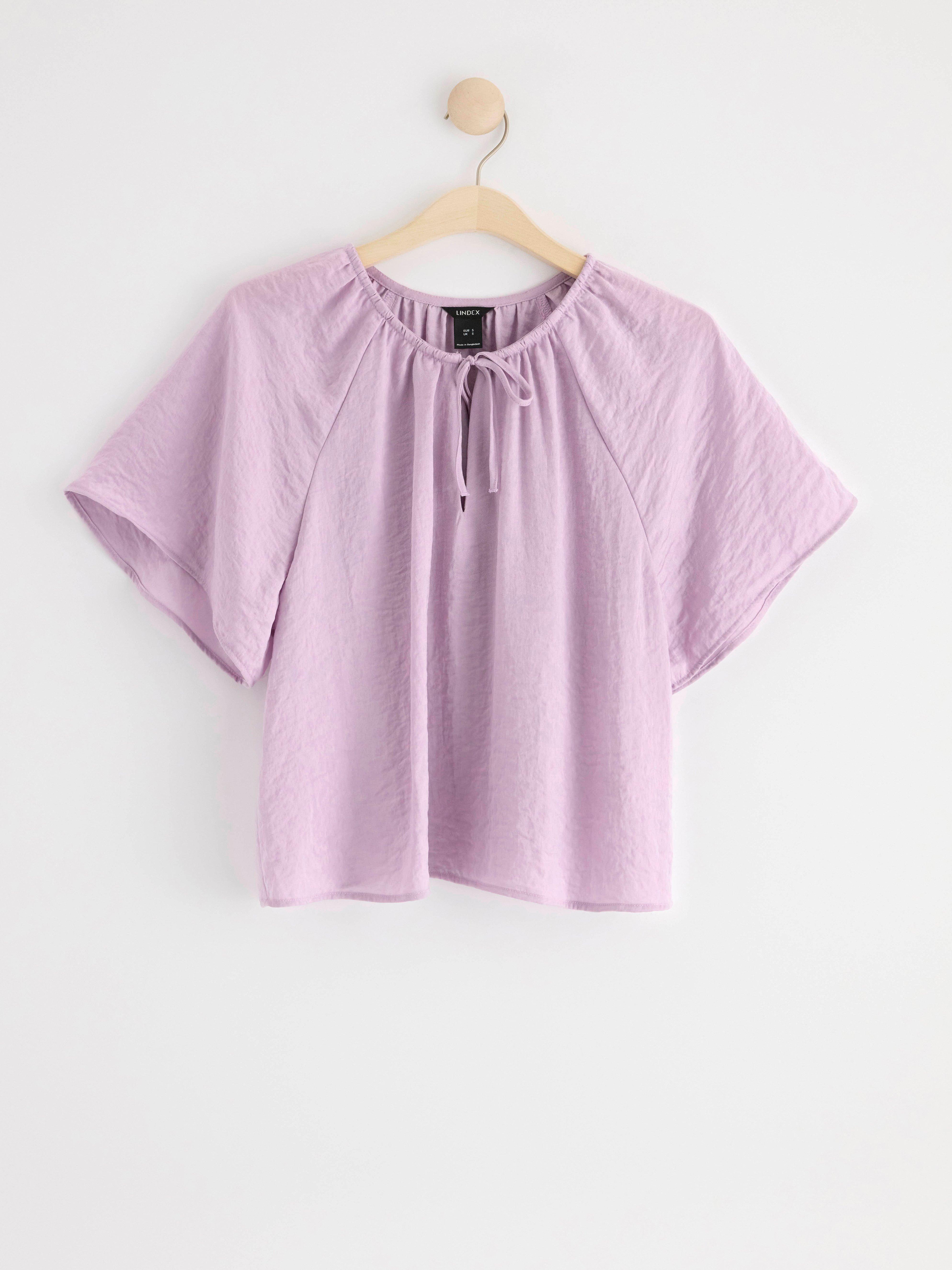 Short sleeve satin blouse Lilac