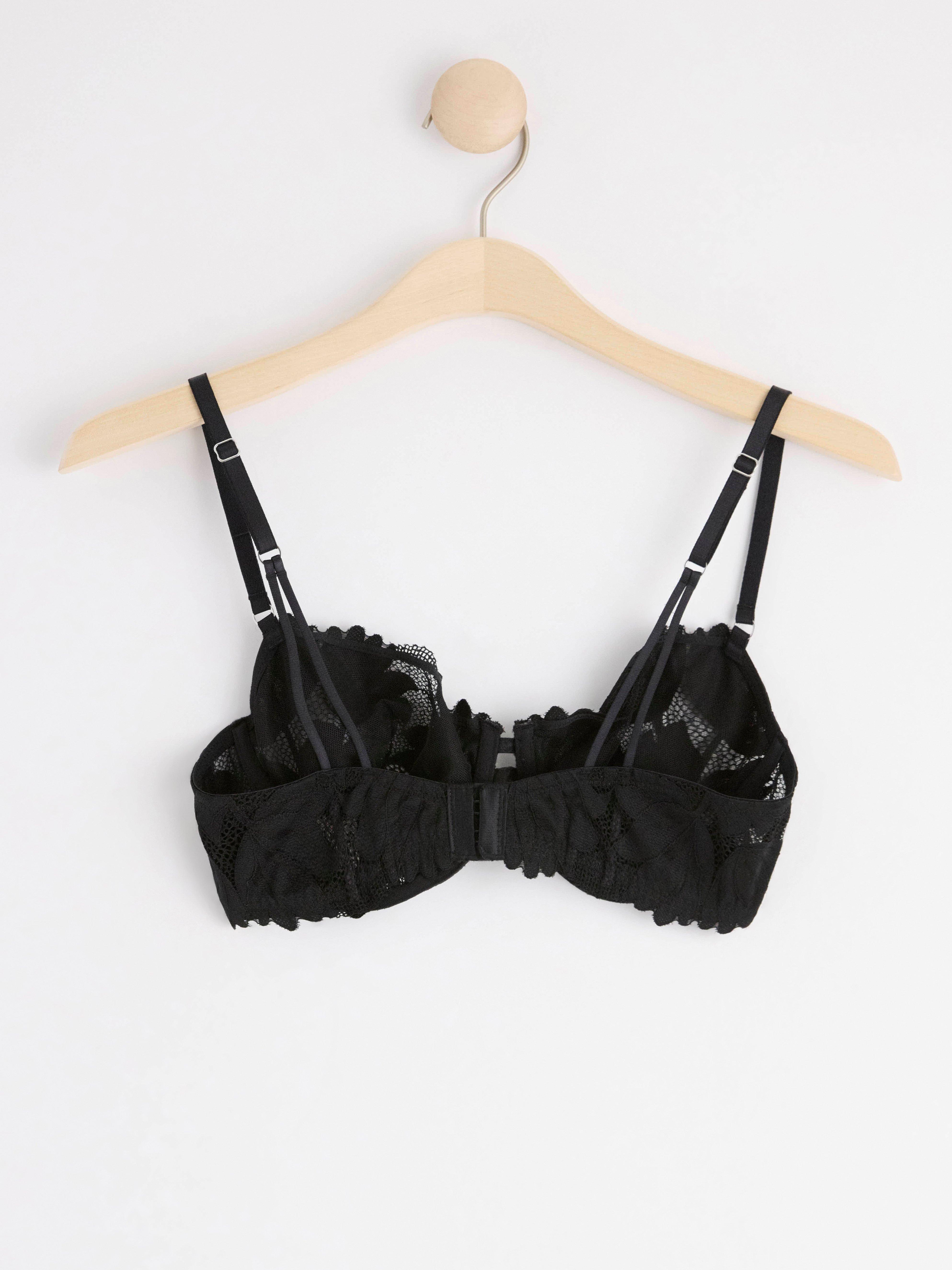 Unpadded bra with mesh and lace Black