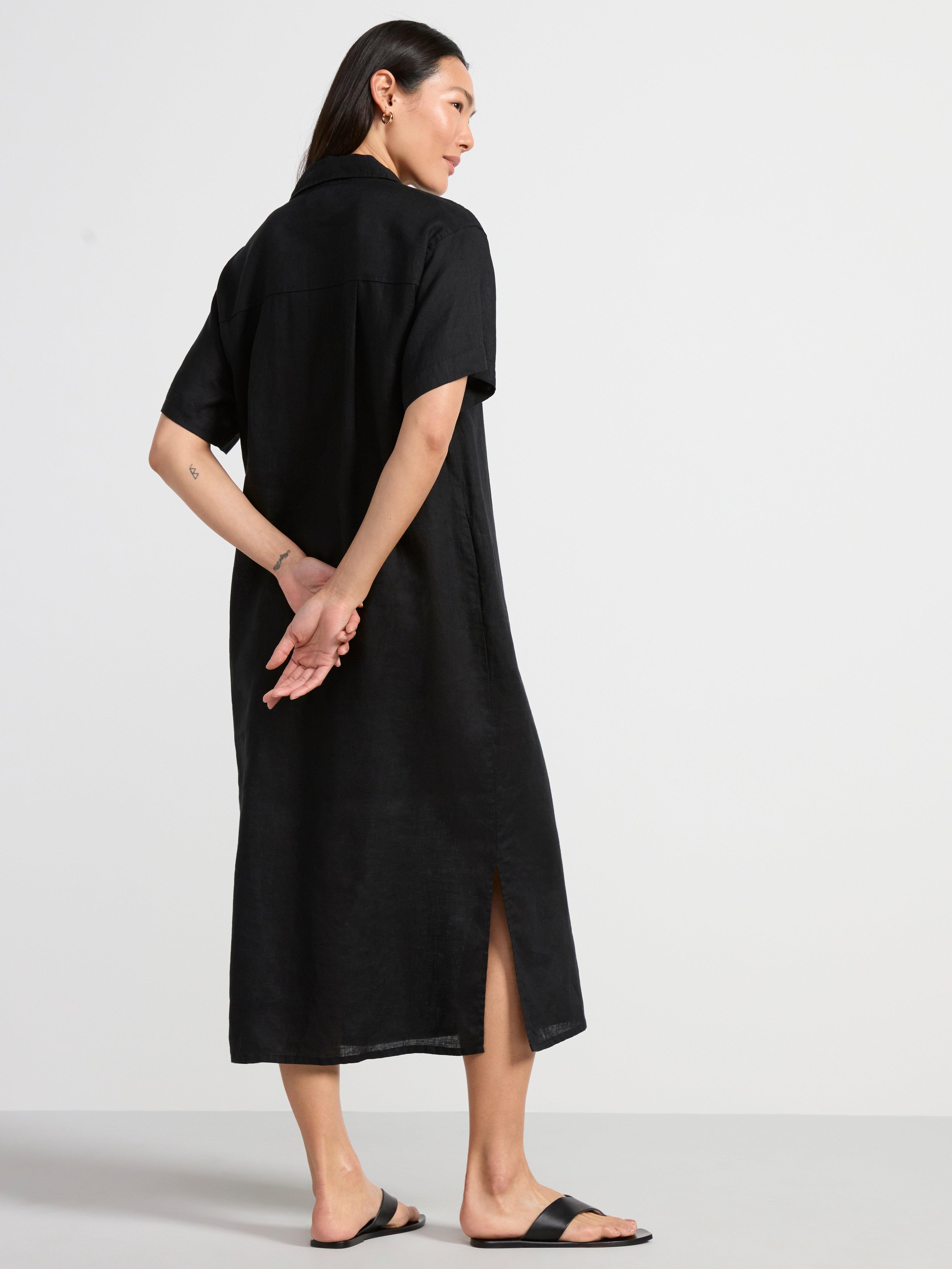 Linen shirt dress Black