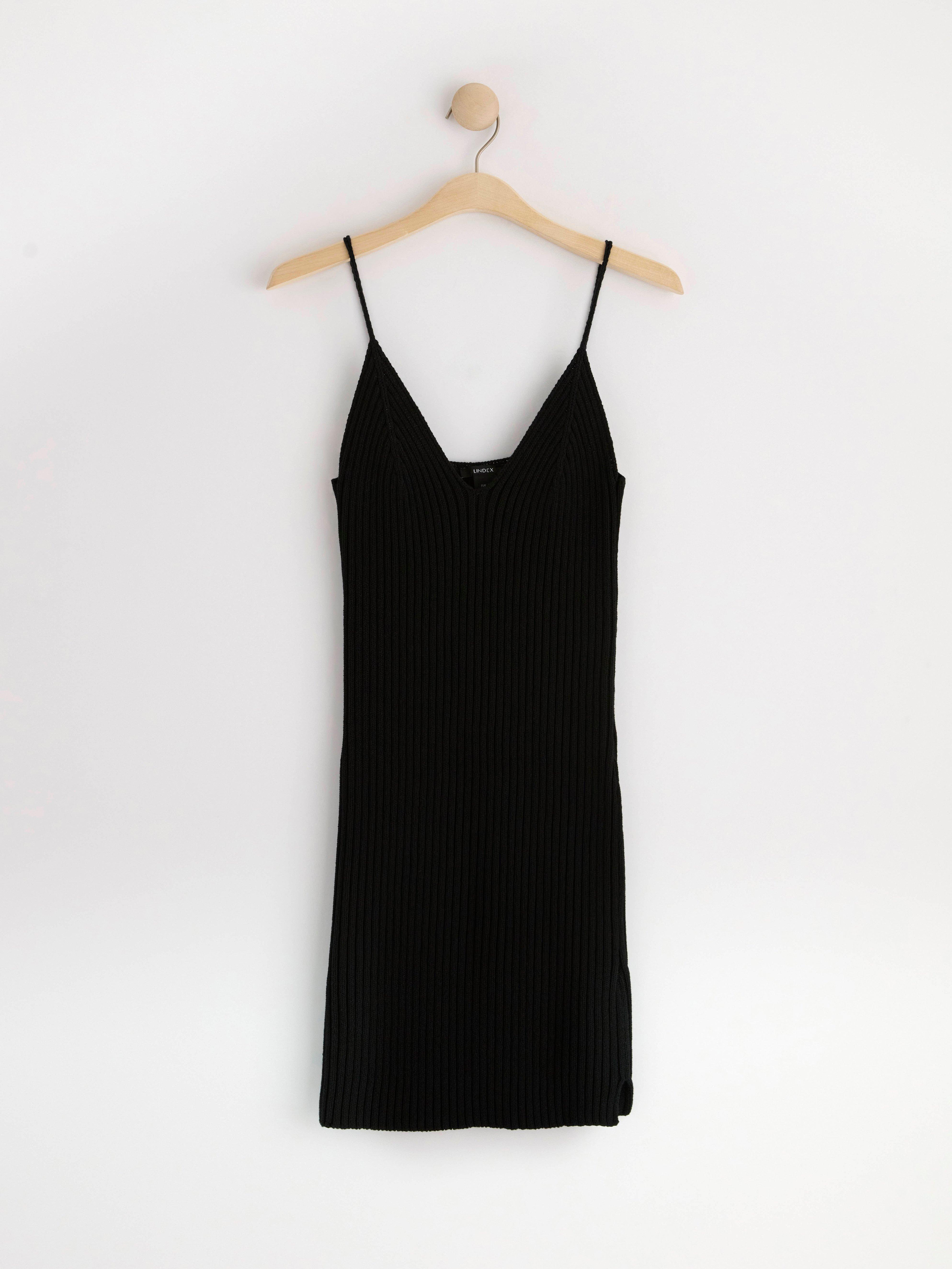 Strappy knitted mini dress Black