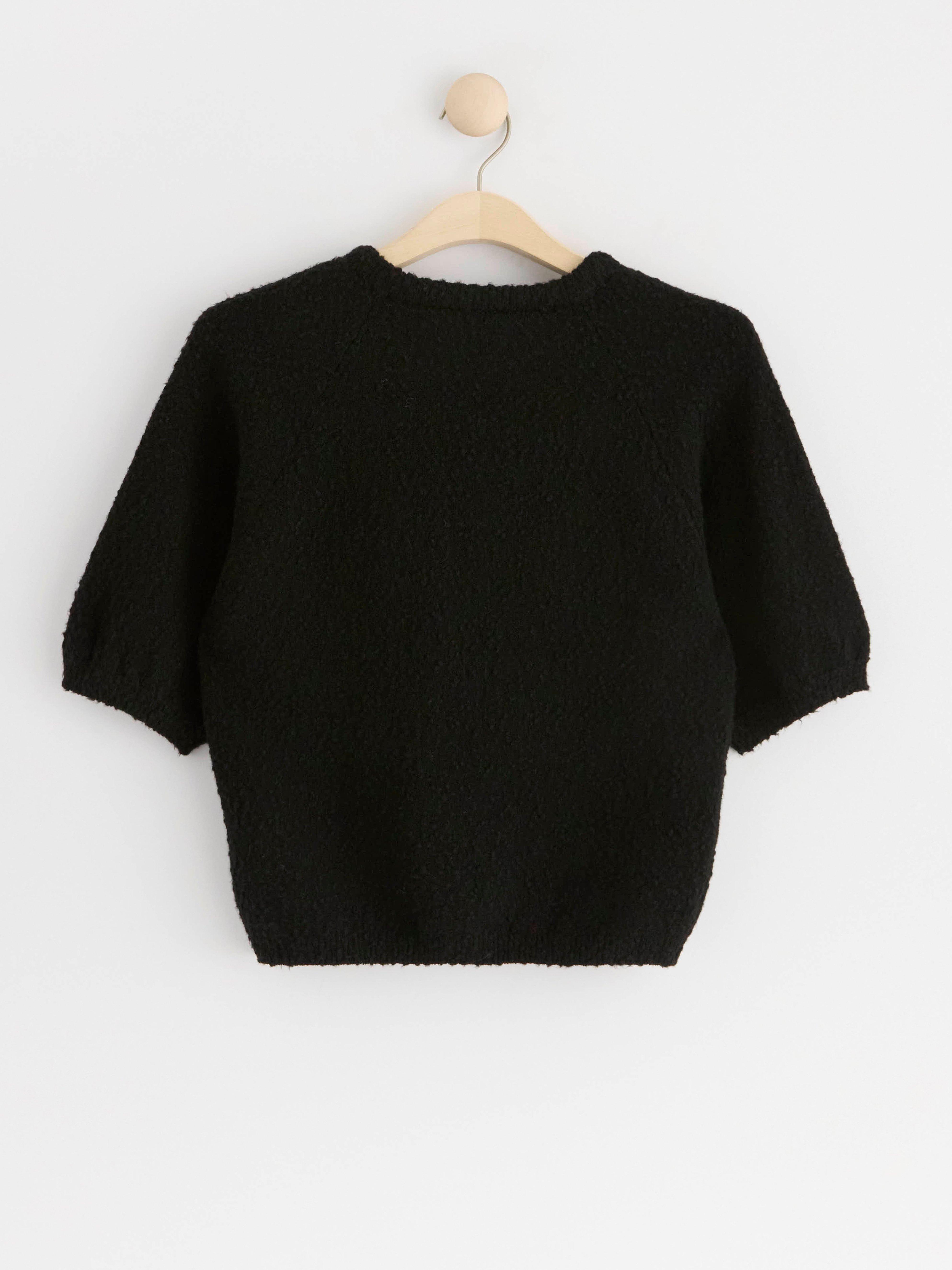 Jumper knitted with short sleeves Black