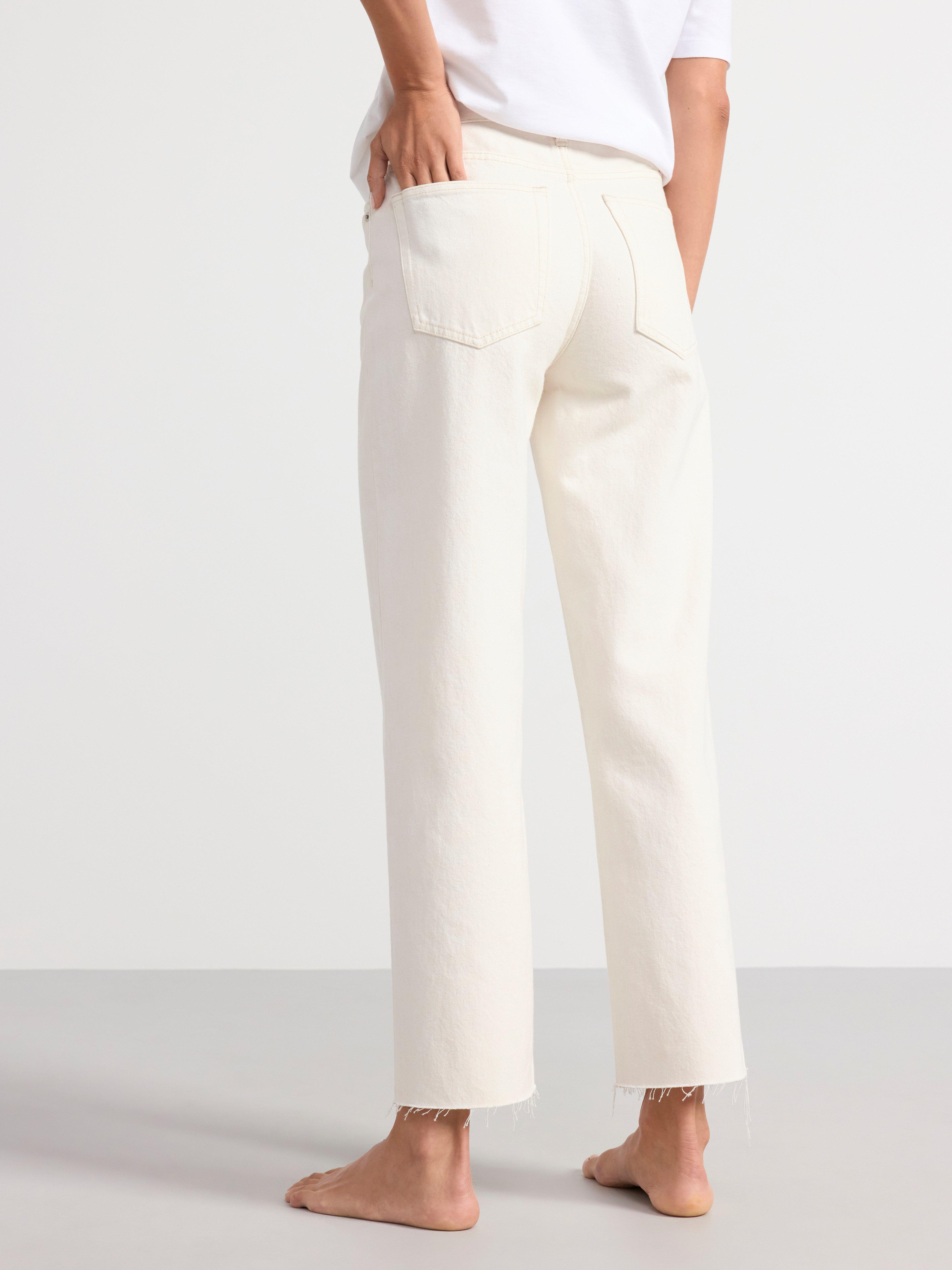 SIA Cropped straight regular waist jeans Light White