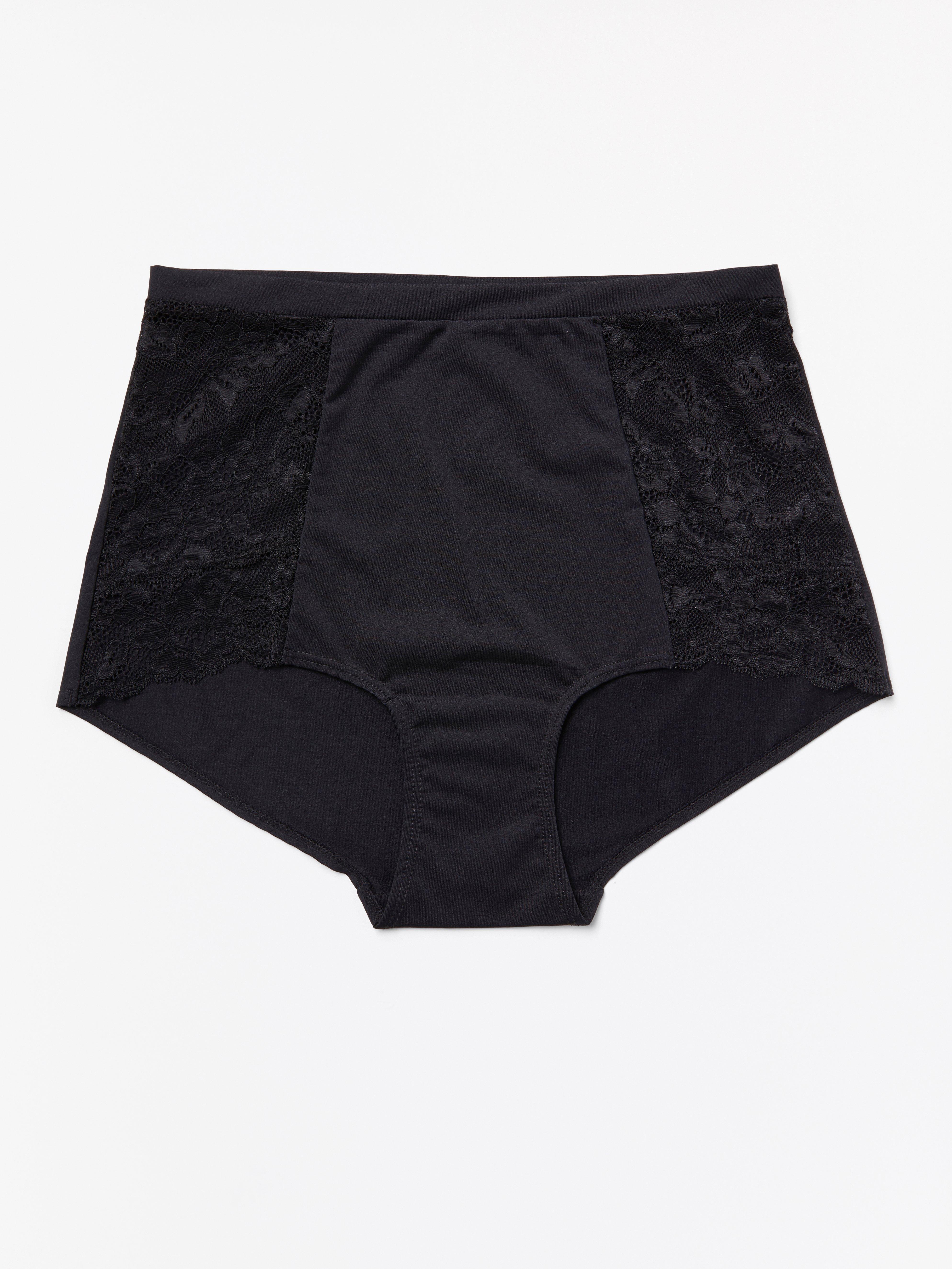 High waist brief with lace Black