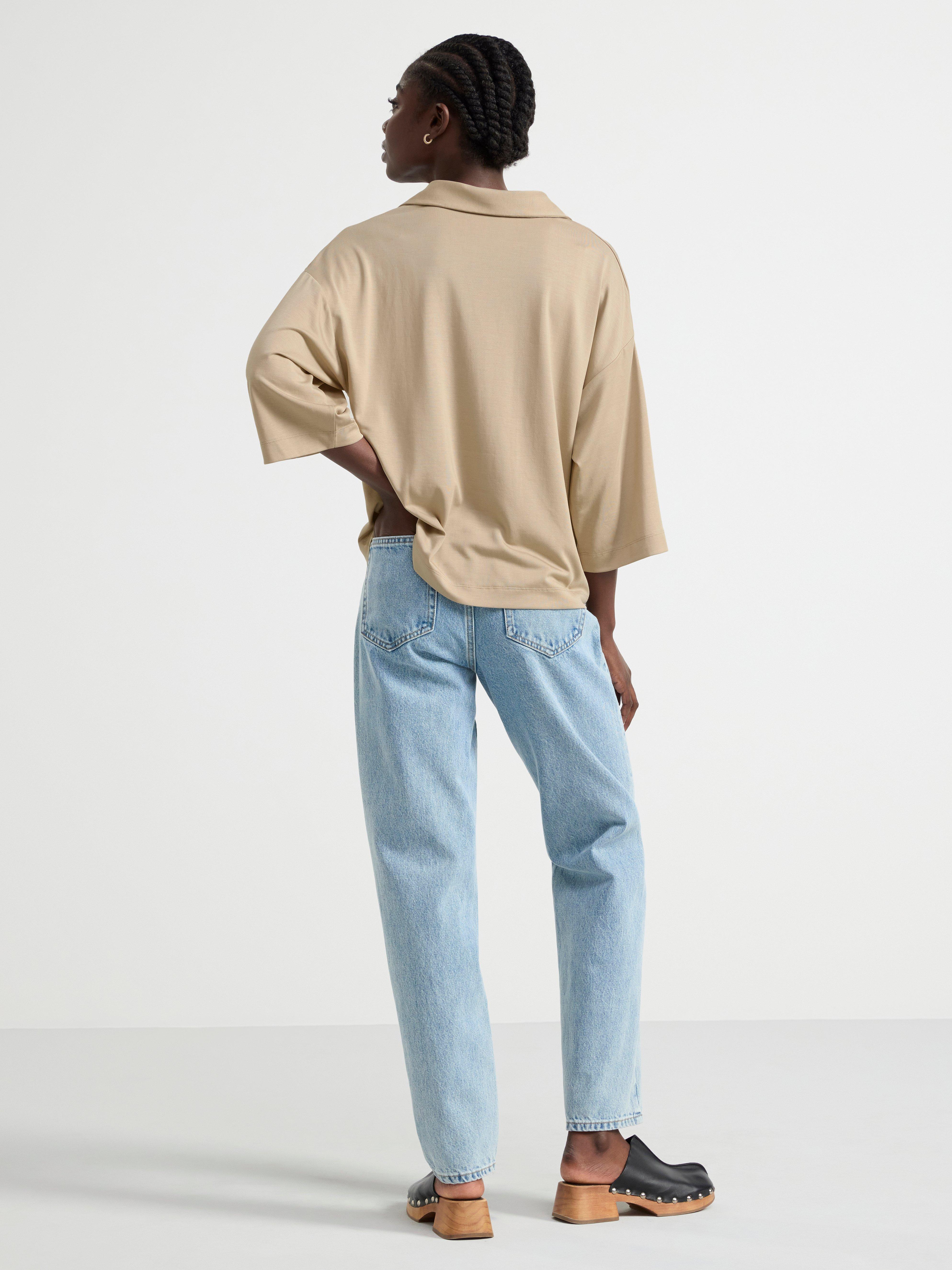 Short sleeve v-neck top Dusty Beige