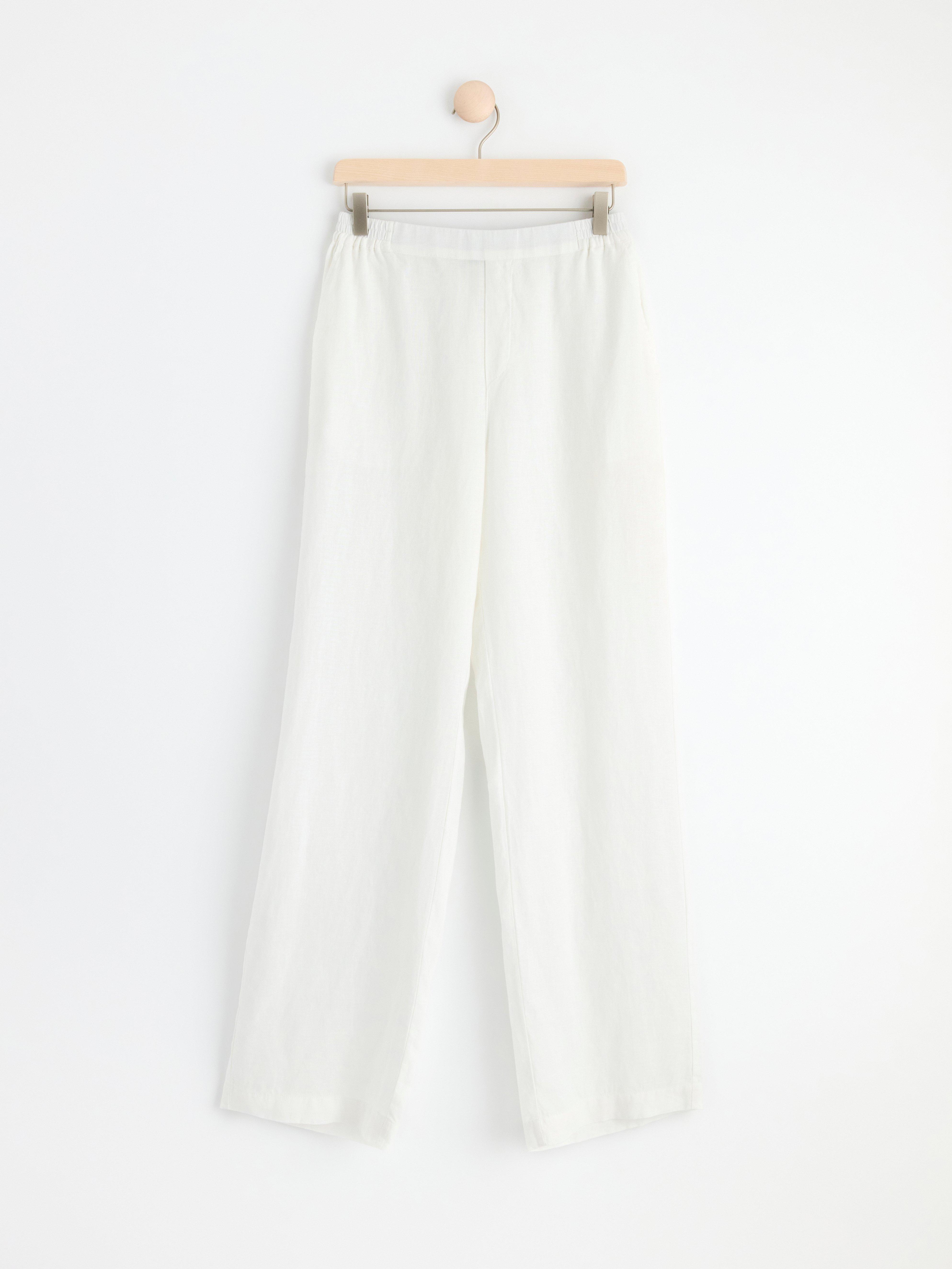 BELLA Straight linen trousers White