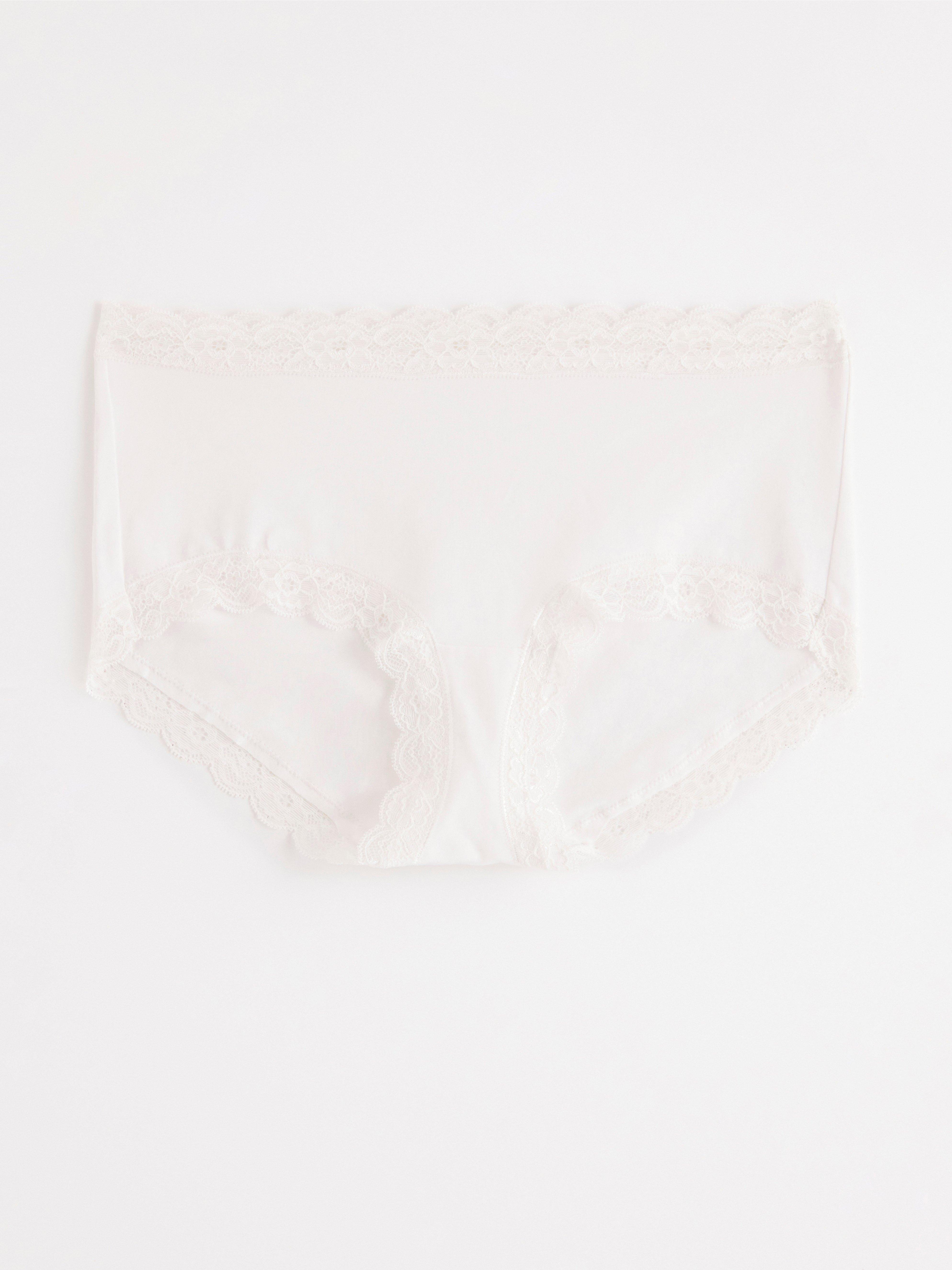 Regular waist brief with lace trim White