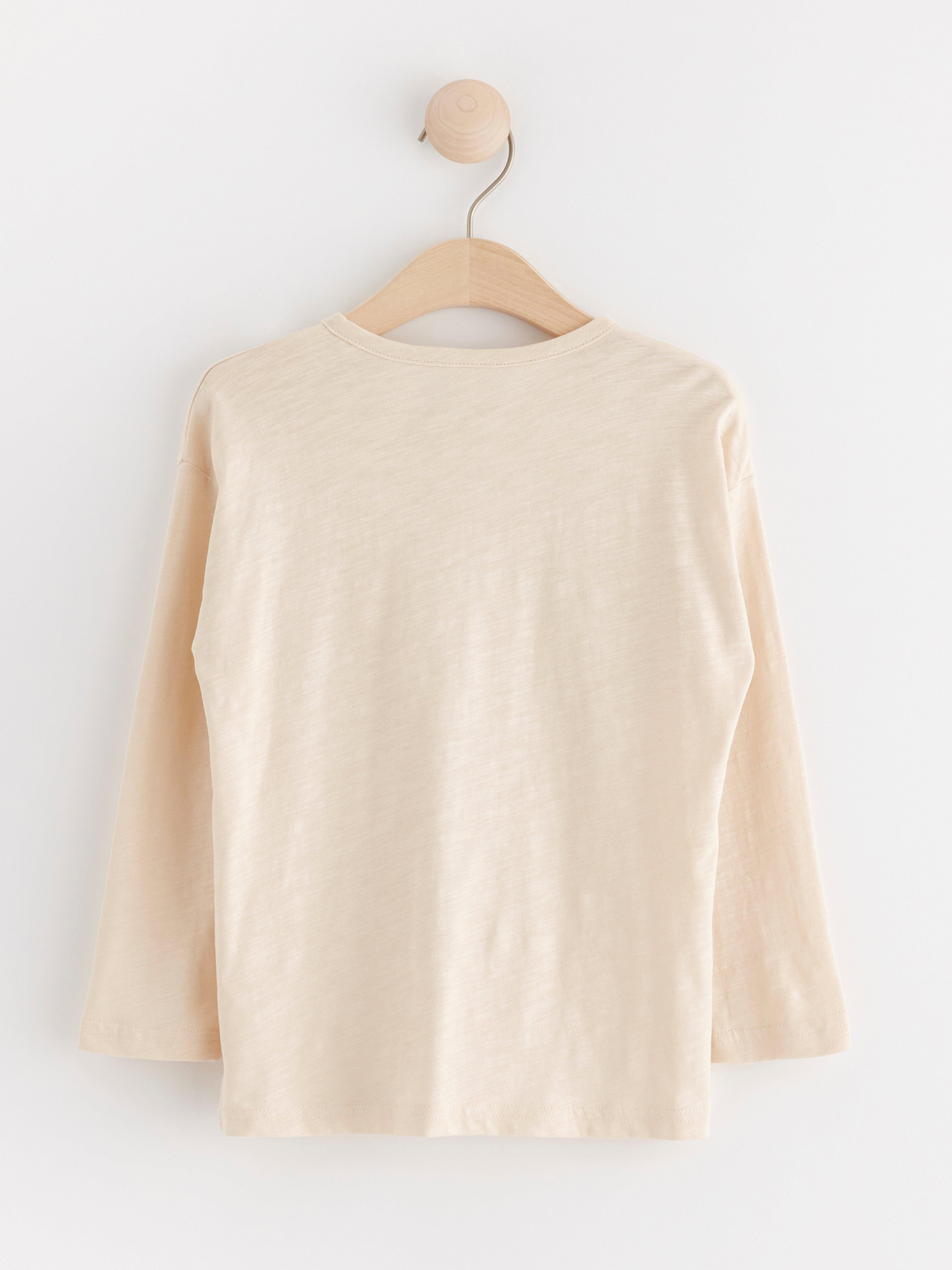 Long sleeve top with buttons Light Beige