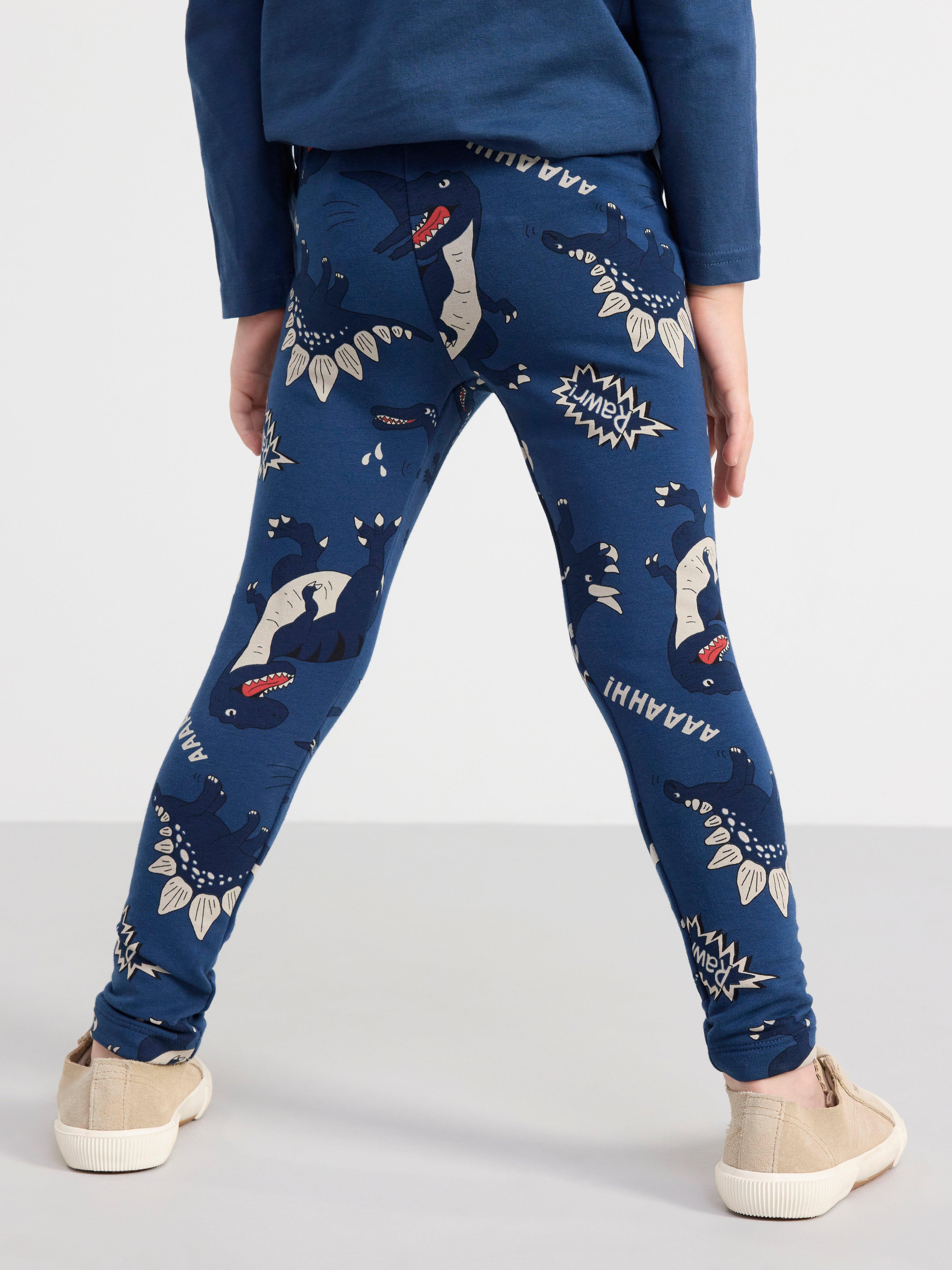 Leggings with dinosaurs Dark Dusty Blue