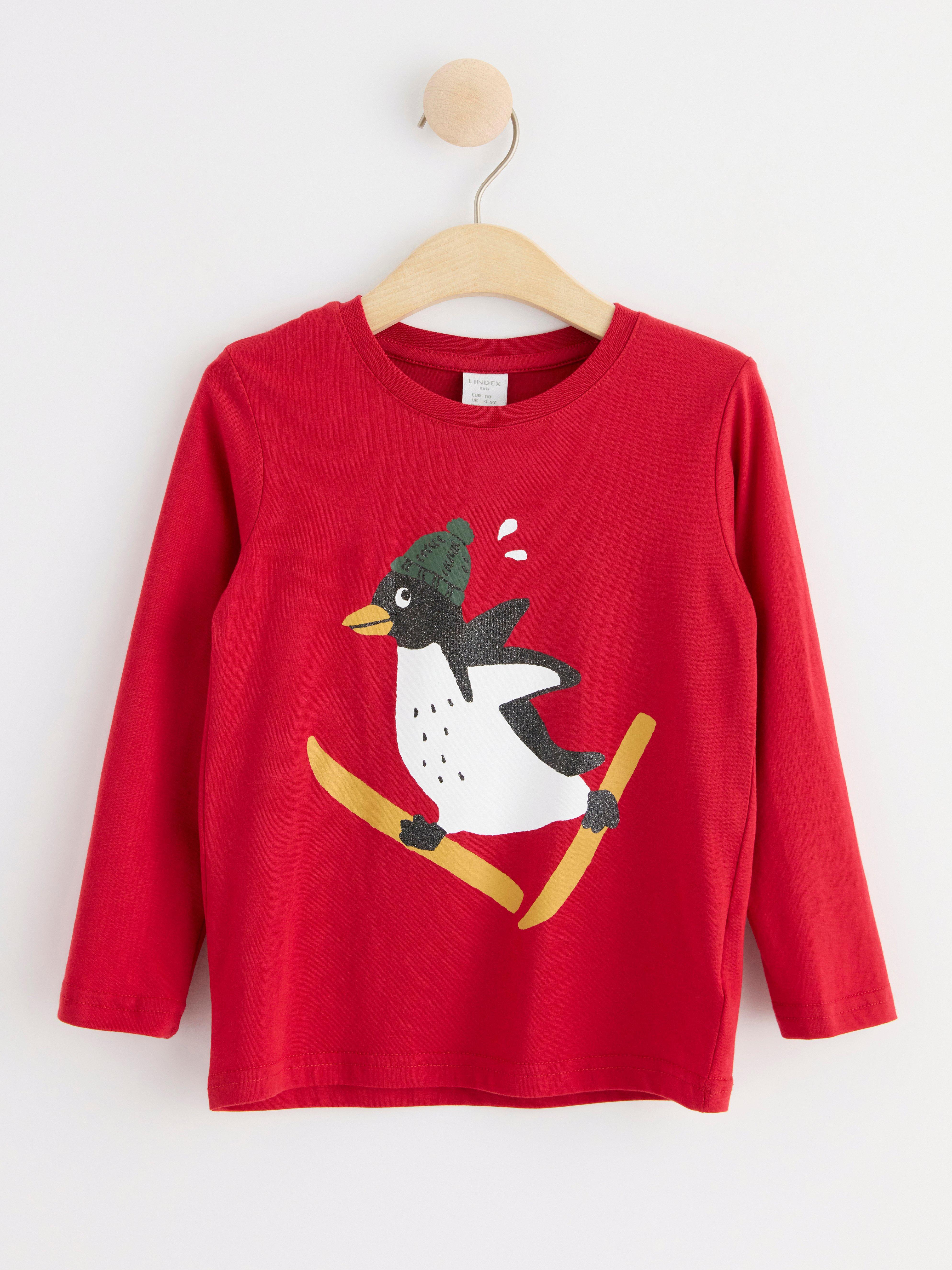 Long sleeve top with print Dark Red