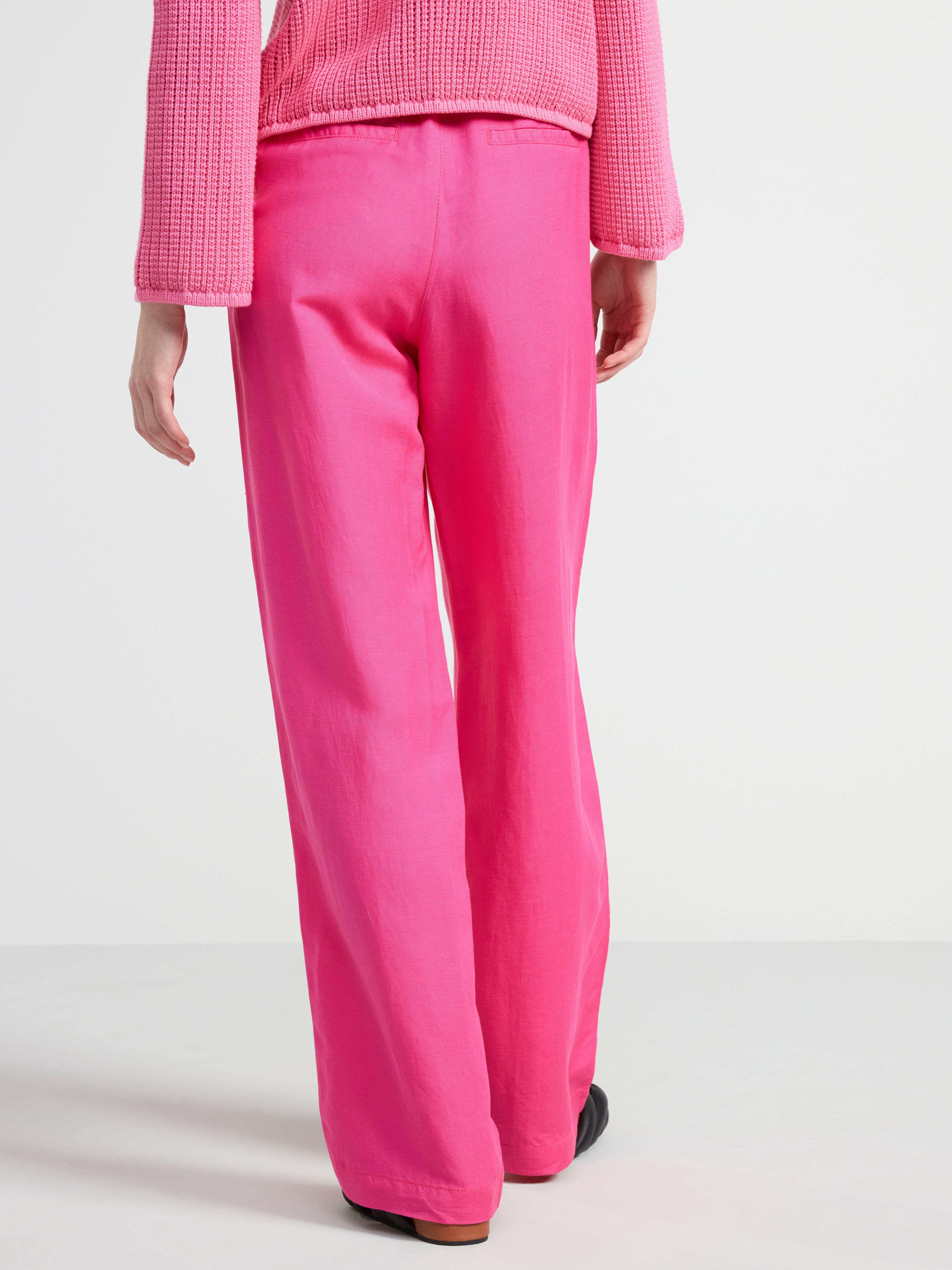 Wide linen blend trousers pink