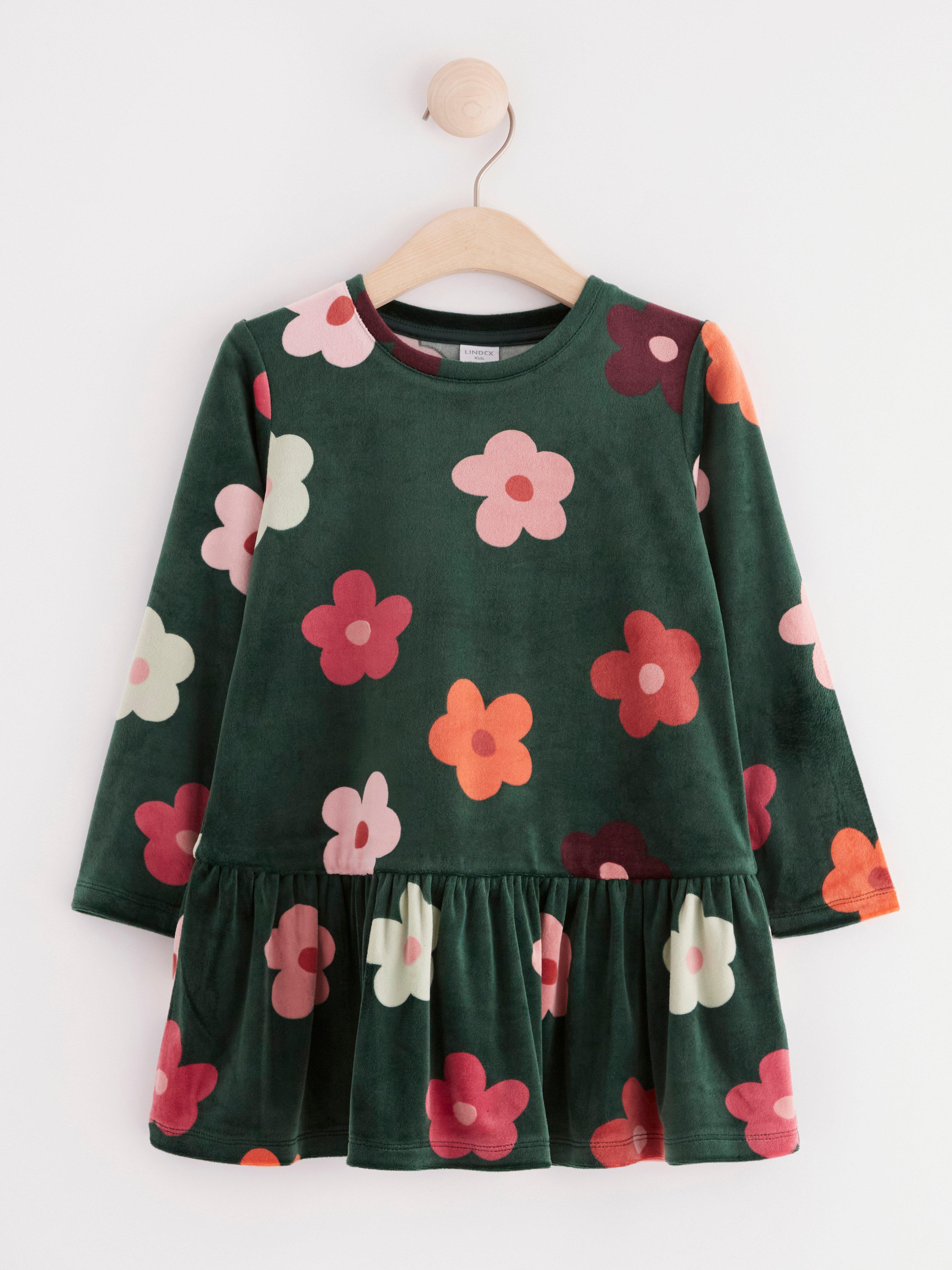 Tunic in velour with print Dark Dusty Green