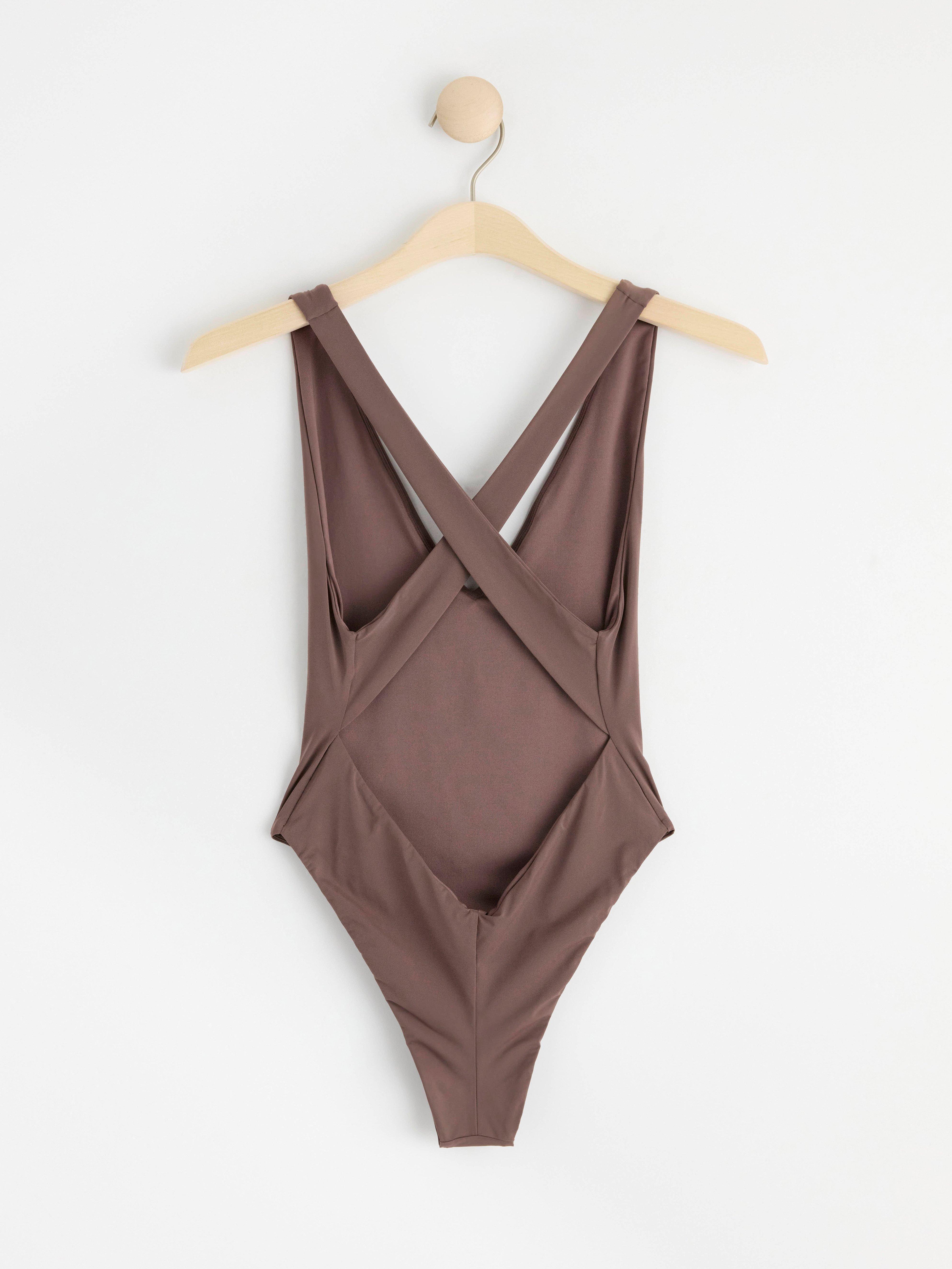 Swimsuit with cross back Dark Dusty Brown