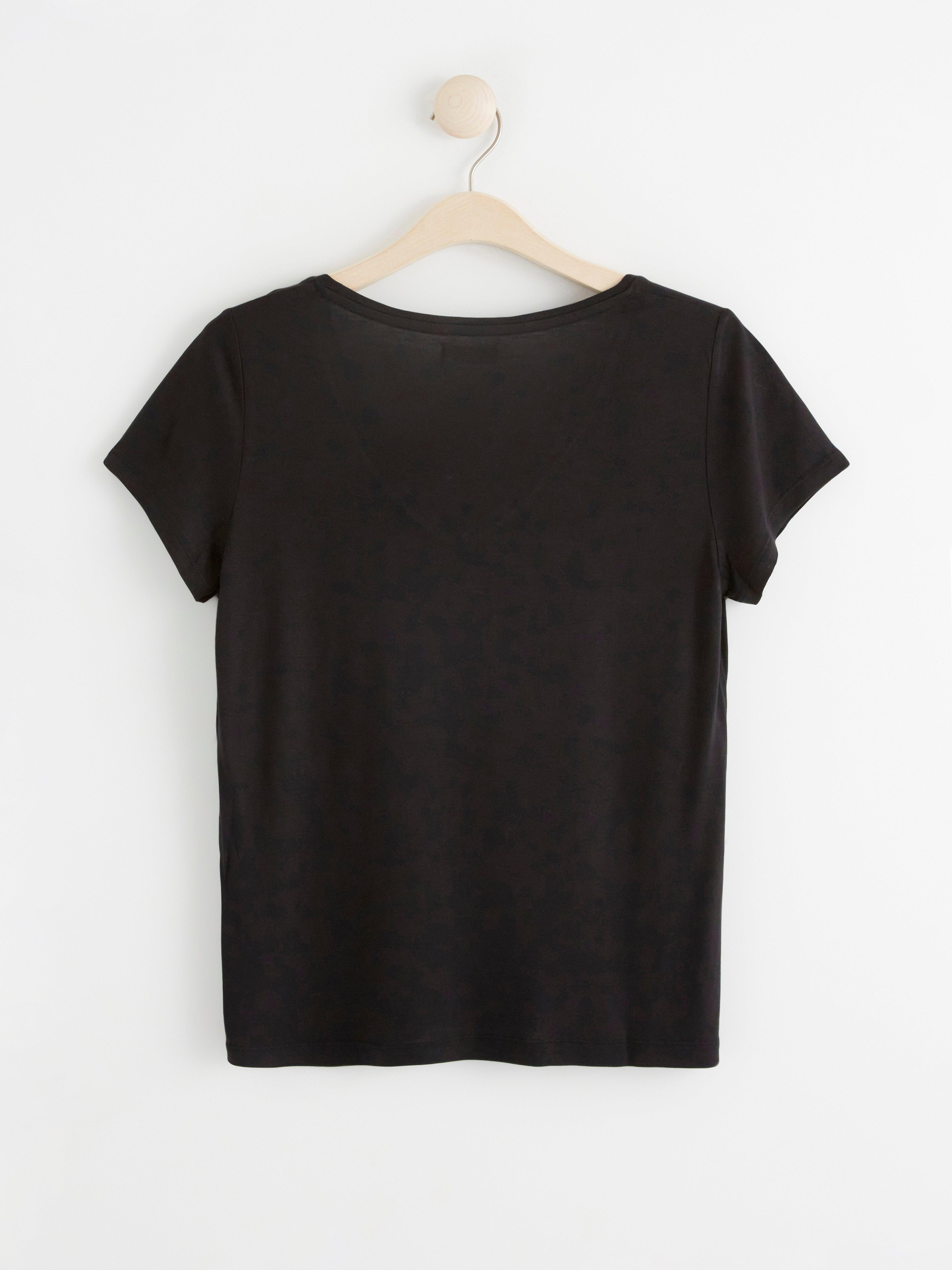 V-neck viscose t-shirt Black