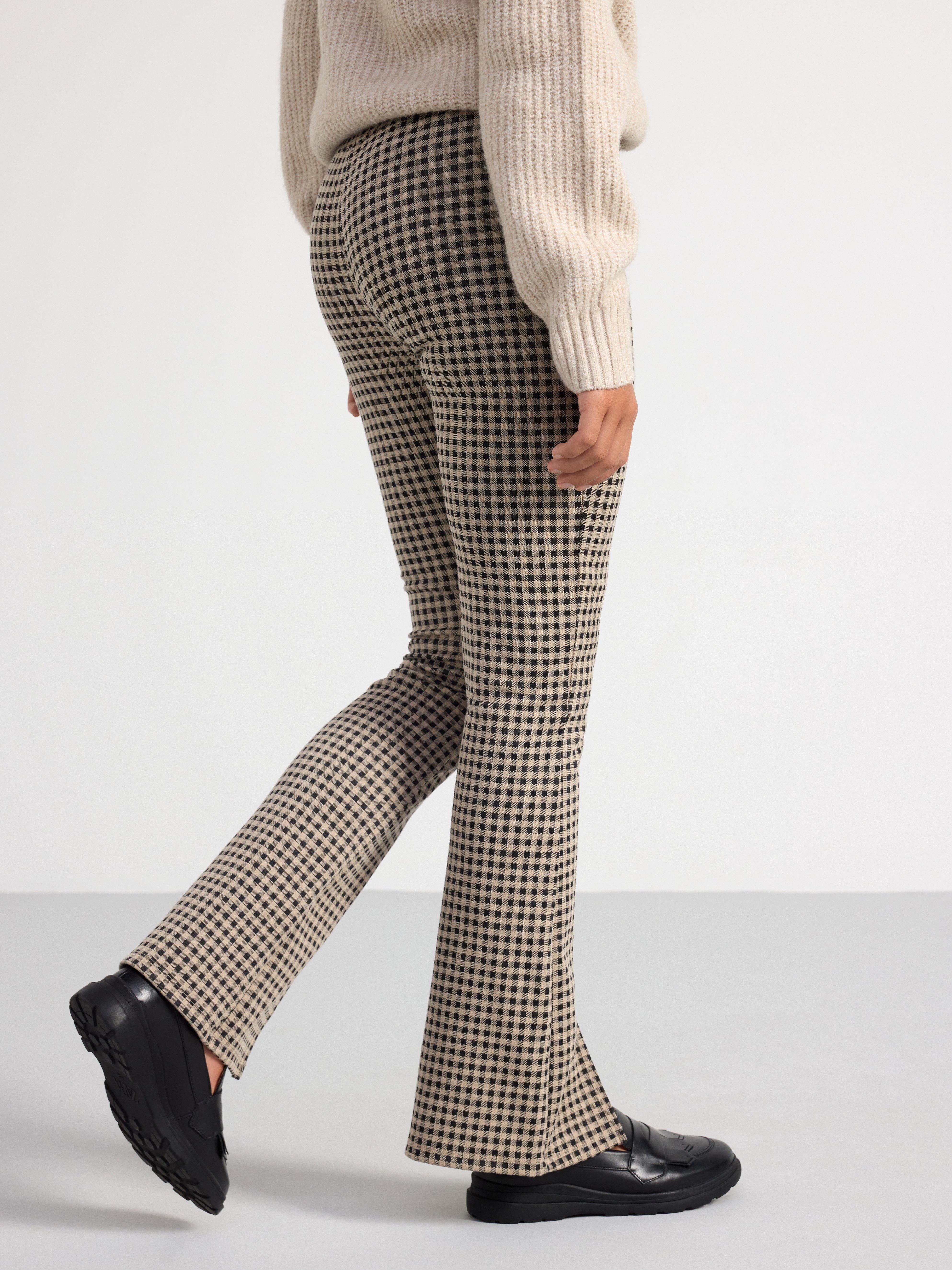 Flared trousers with checks Black