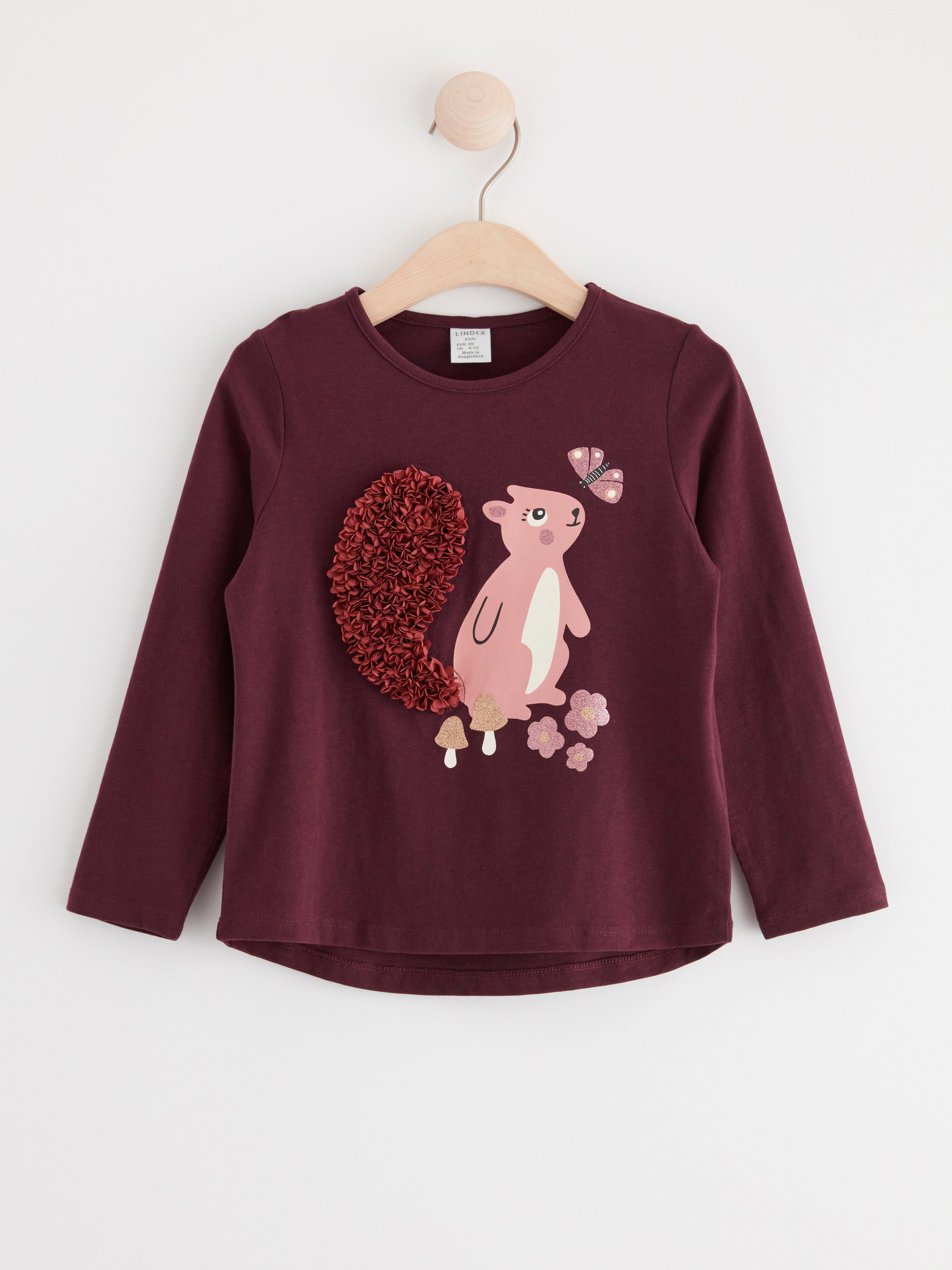 Long sleeve top with squirrel Dark Lilac