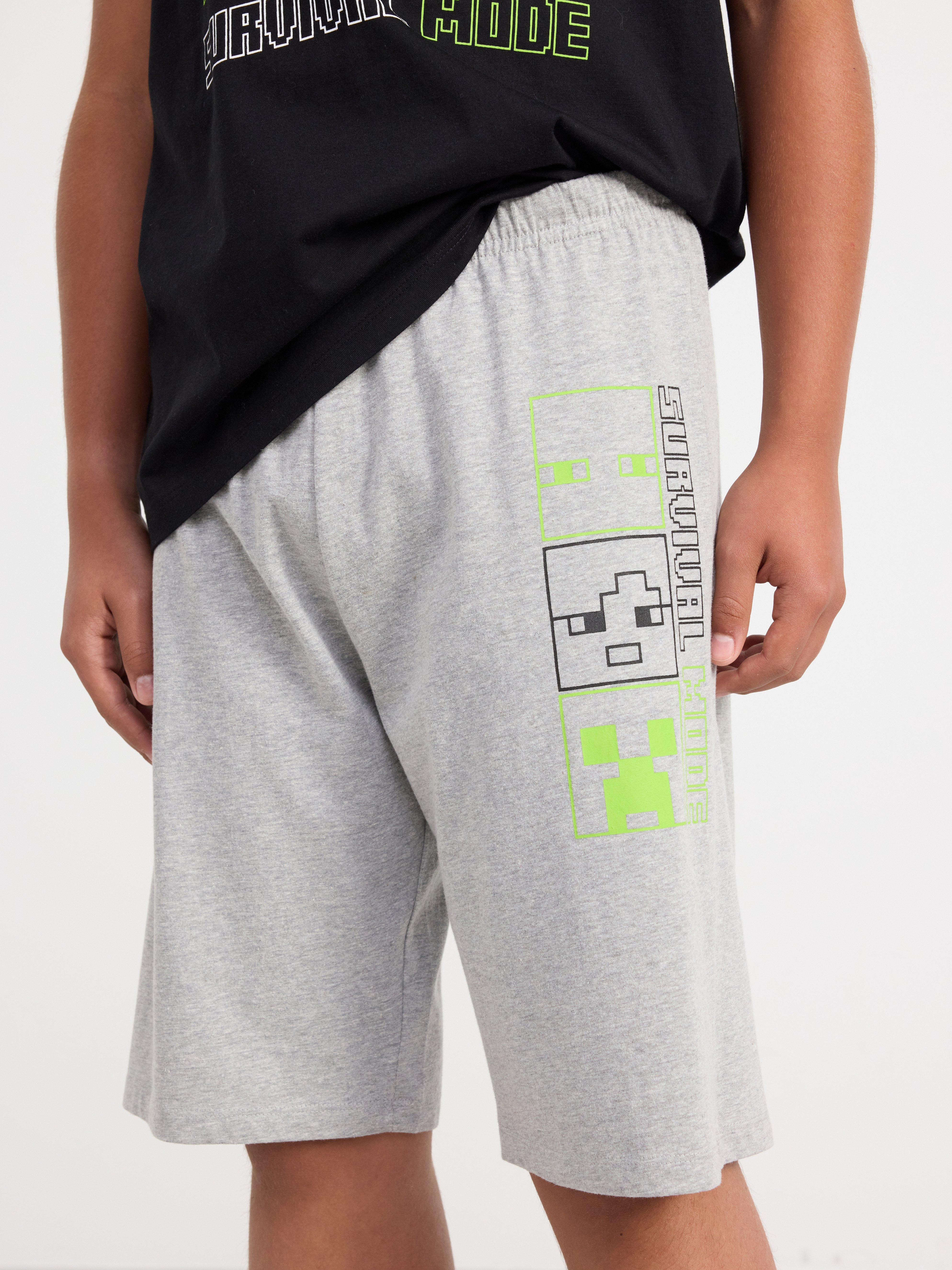 Set with Minecraft print Dark Grey Melange
