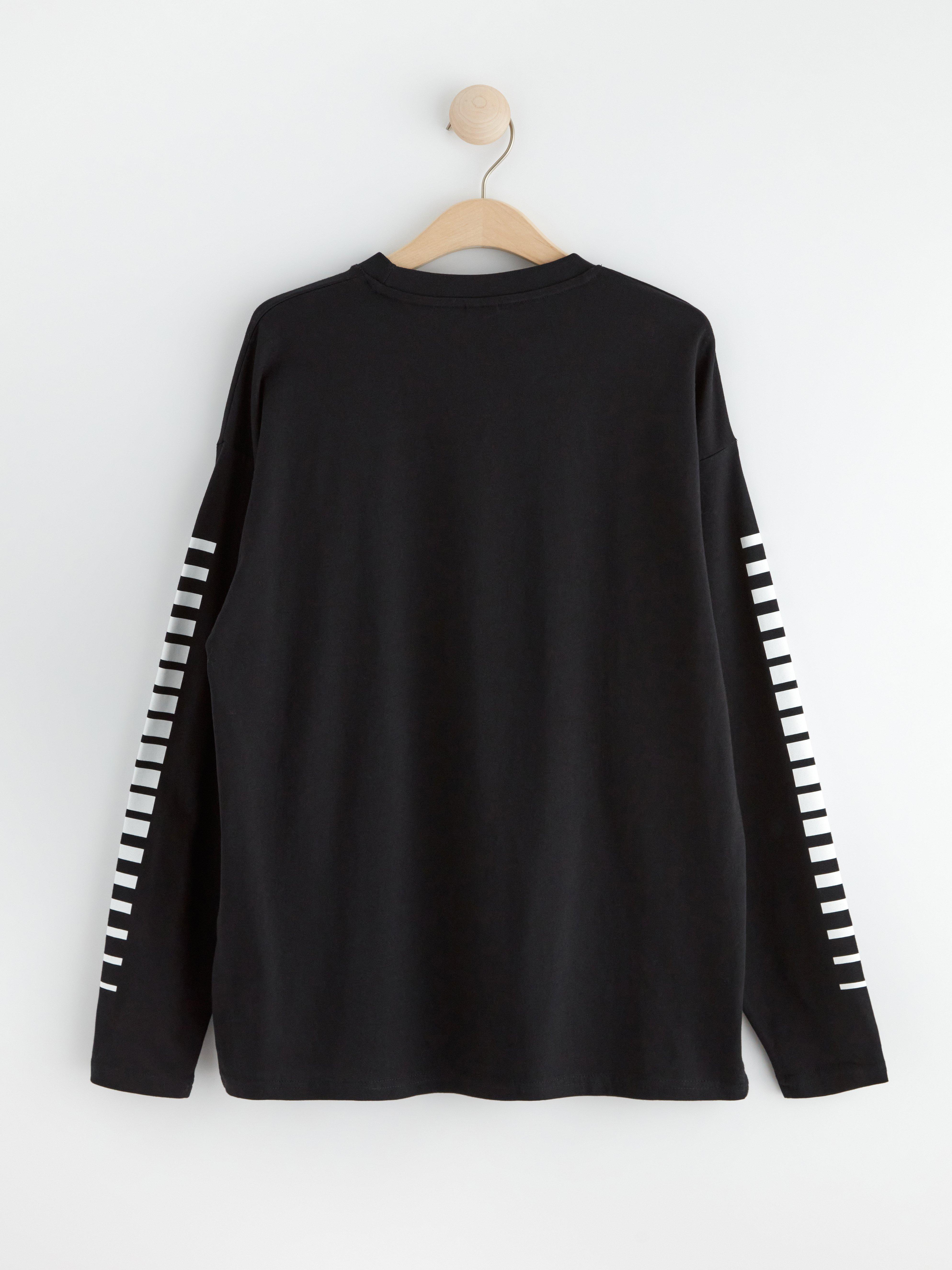 Top with print Black