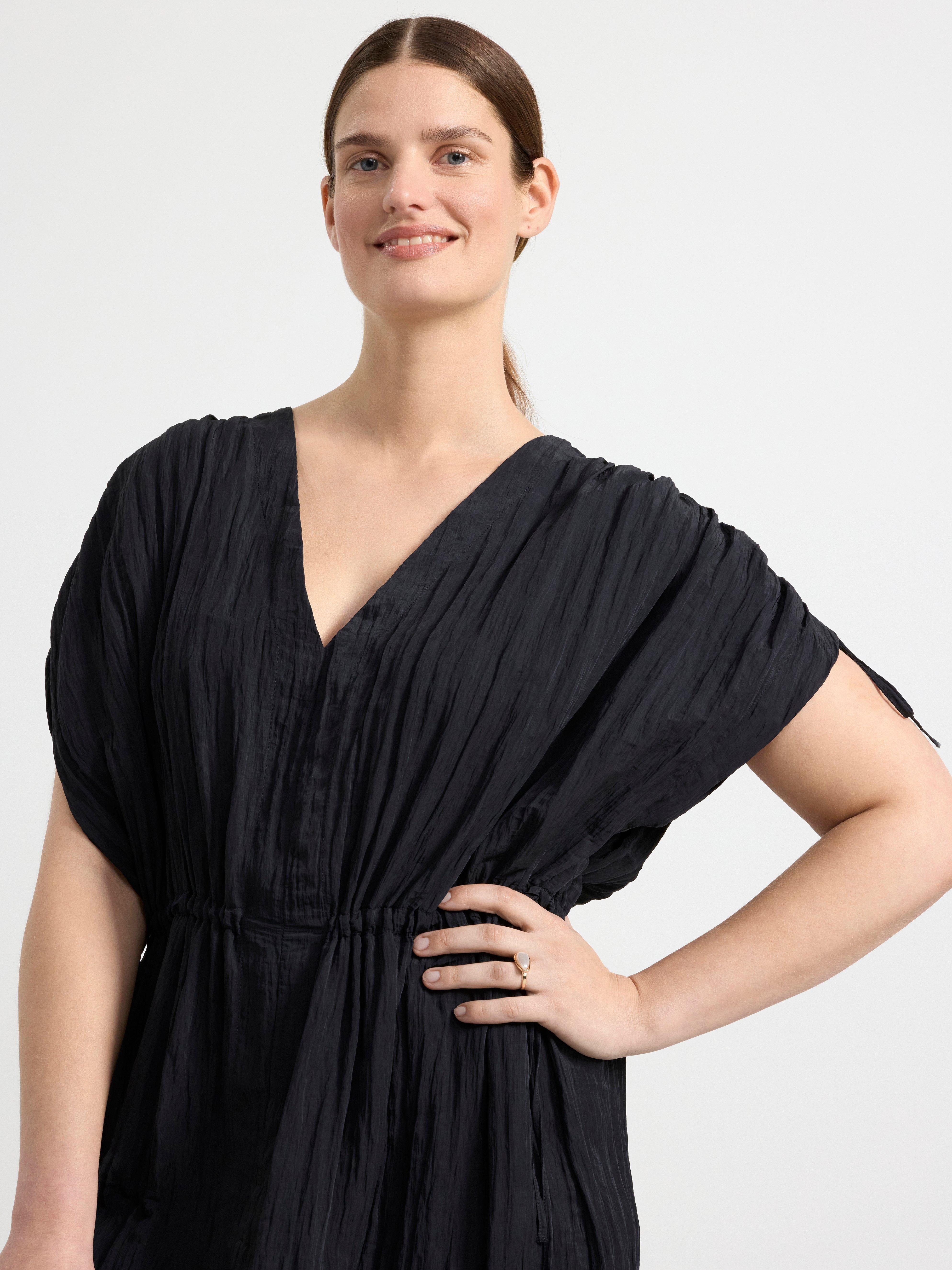 Short sleeve kaftan dress Black
