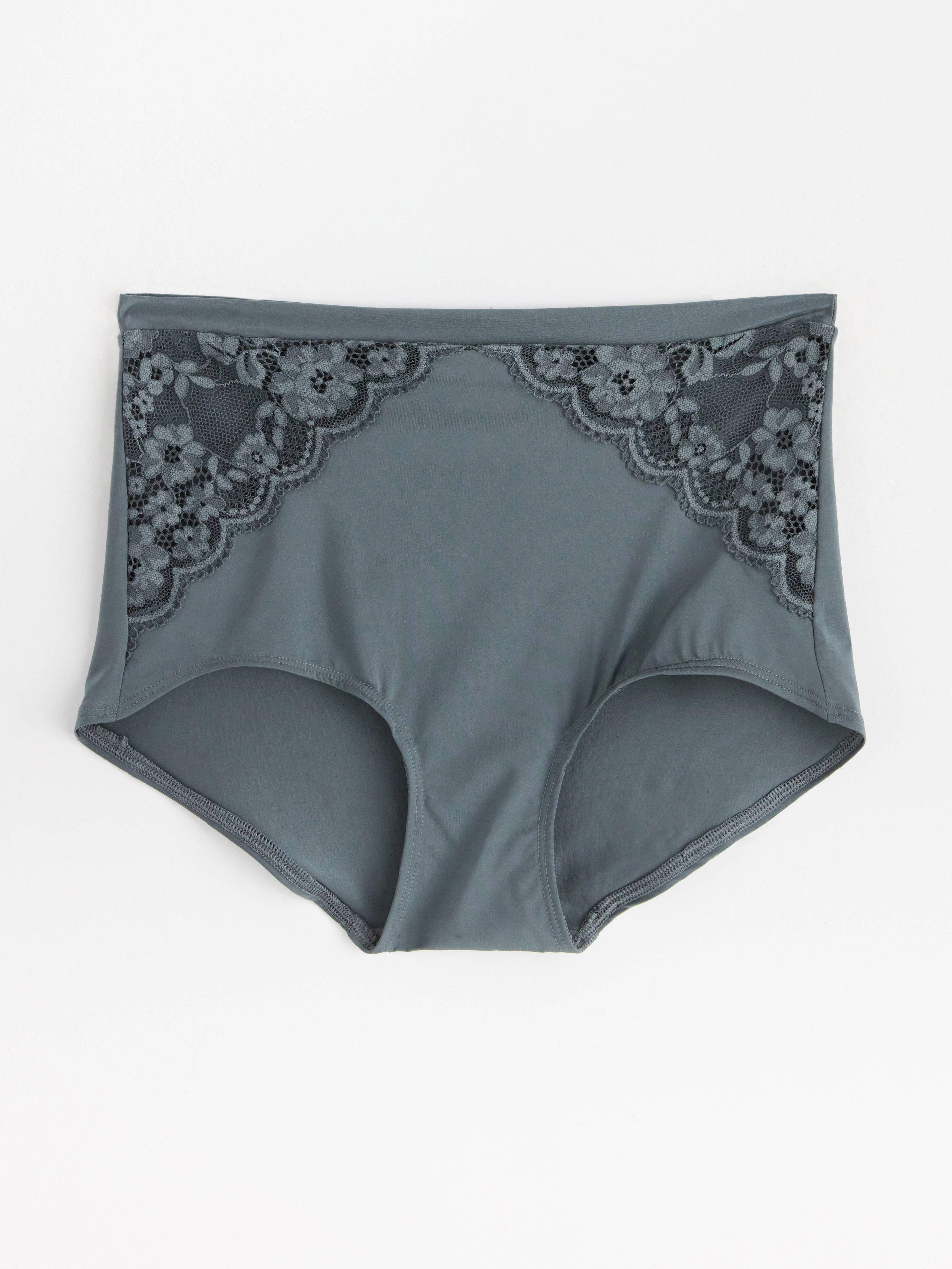 High waist brief with lace Dark Grey