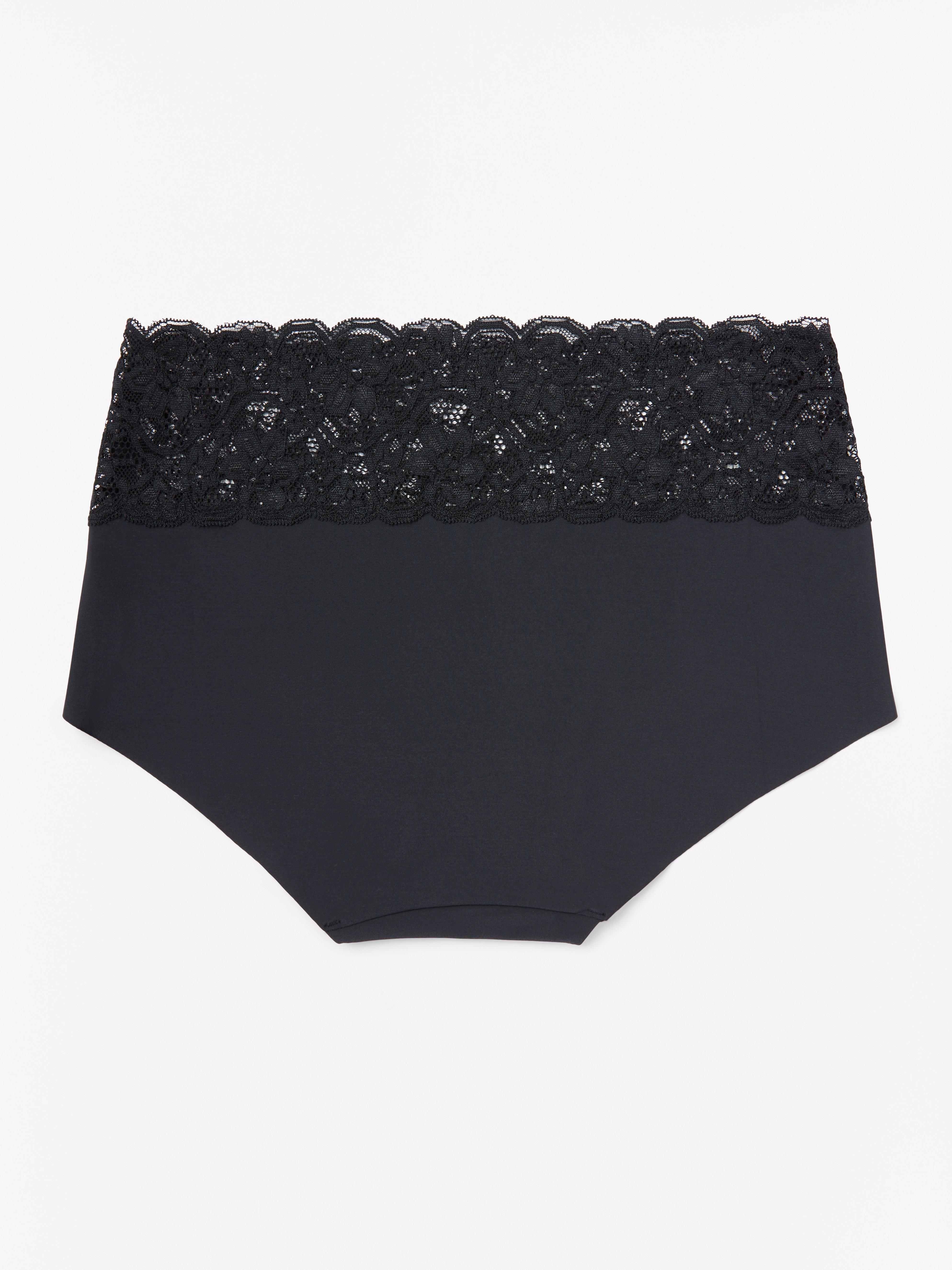 Invisible regular waist brief with lace Black