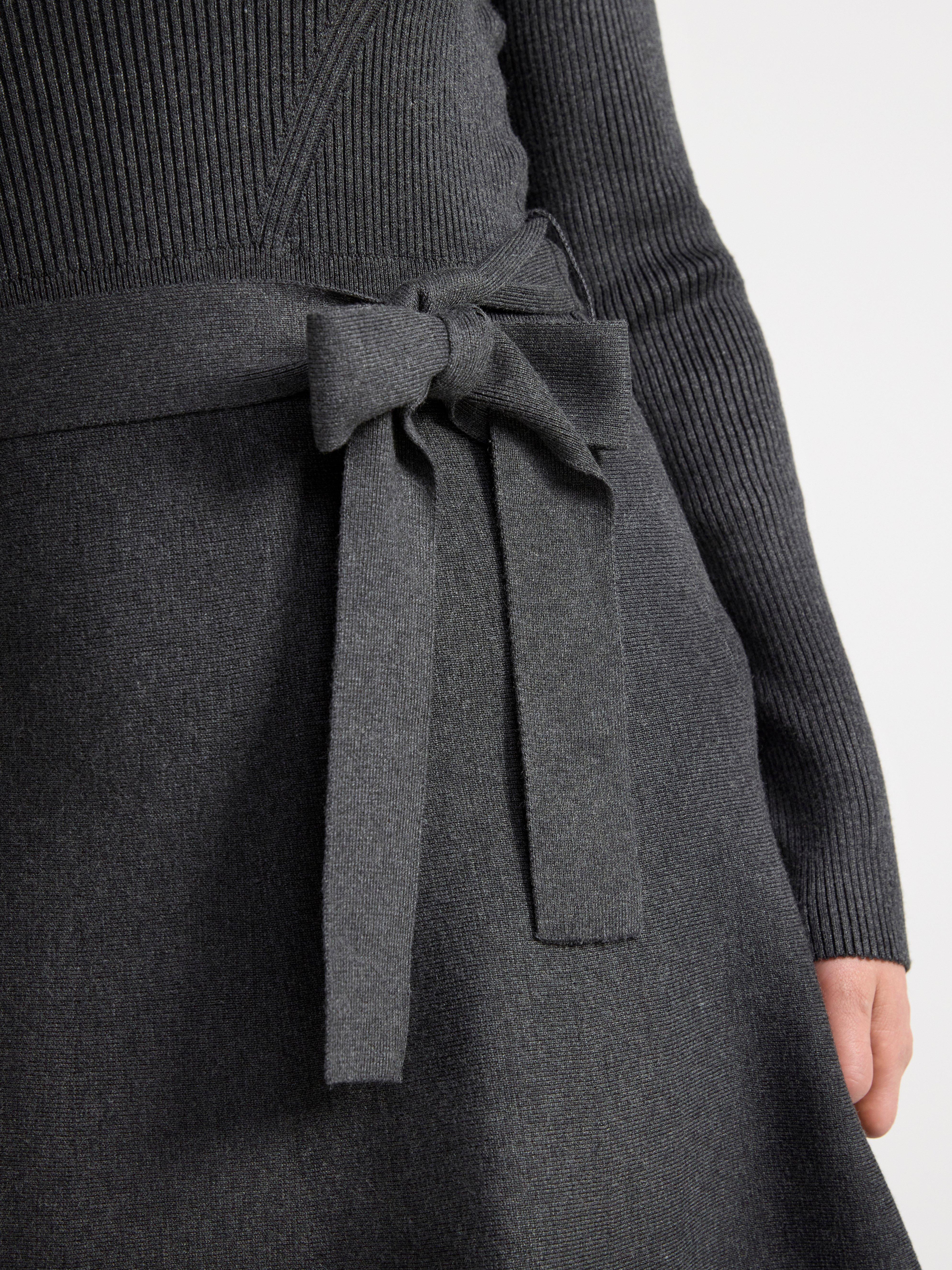 Knitted long sleeve dress Dark Grey Melange