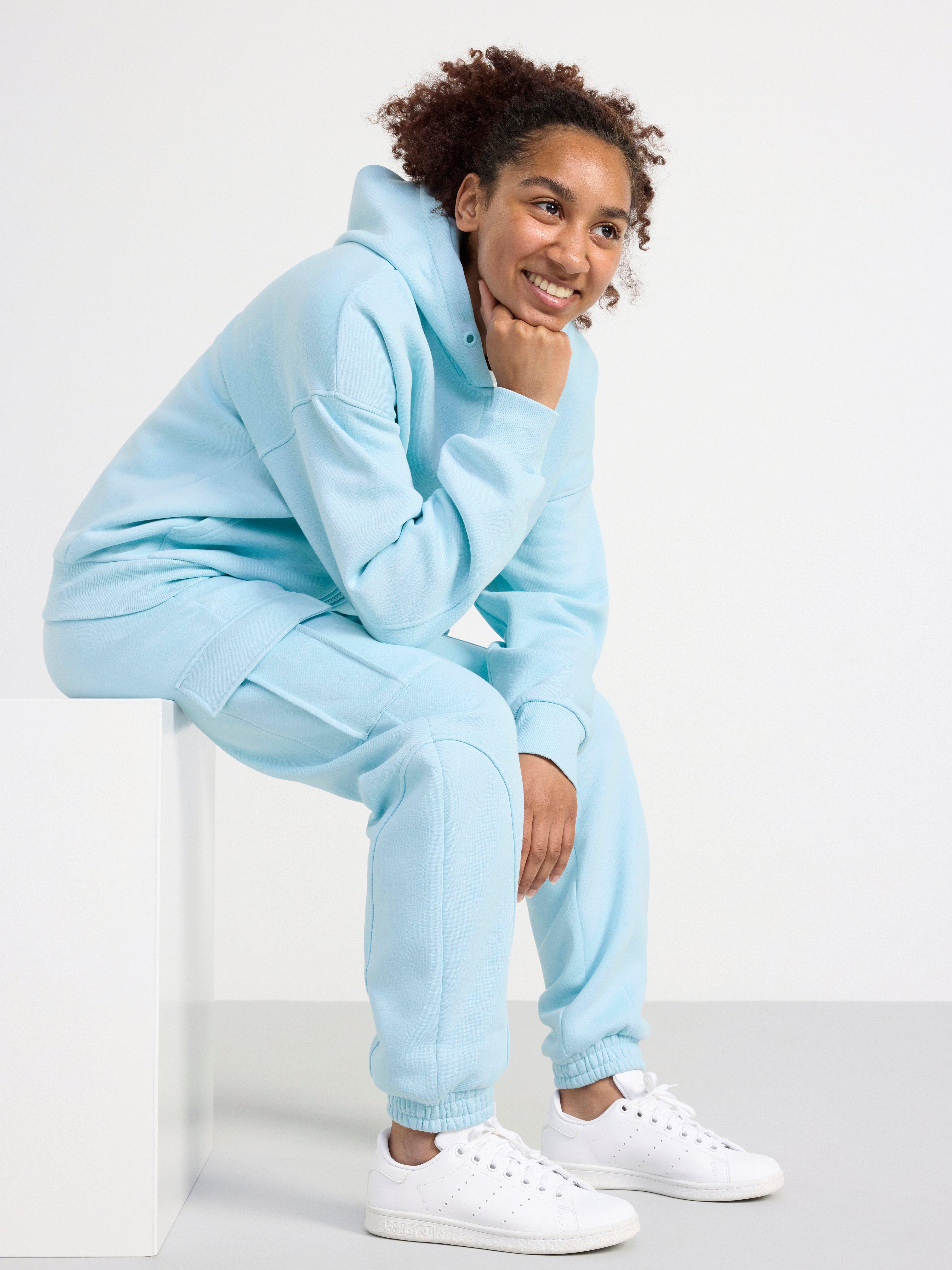 Zip hoodie with brushed inside Light Blue