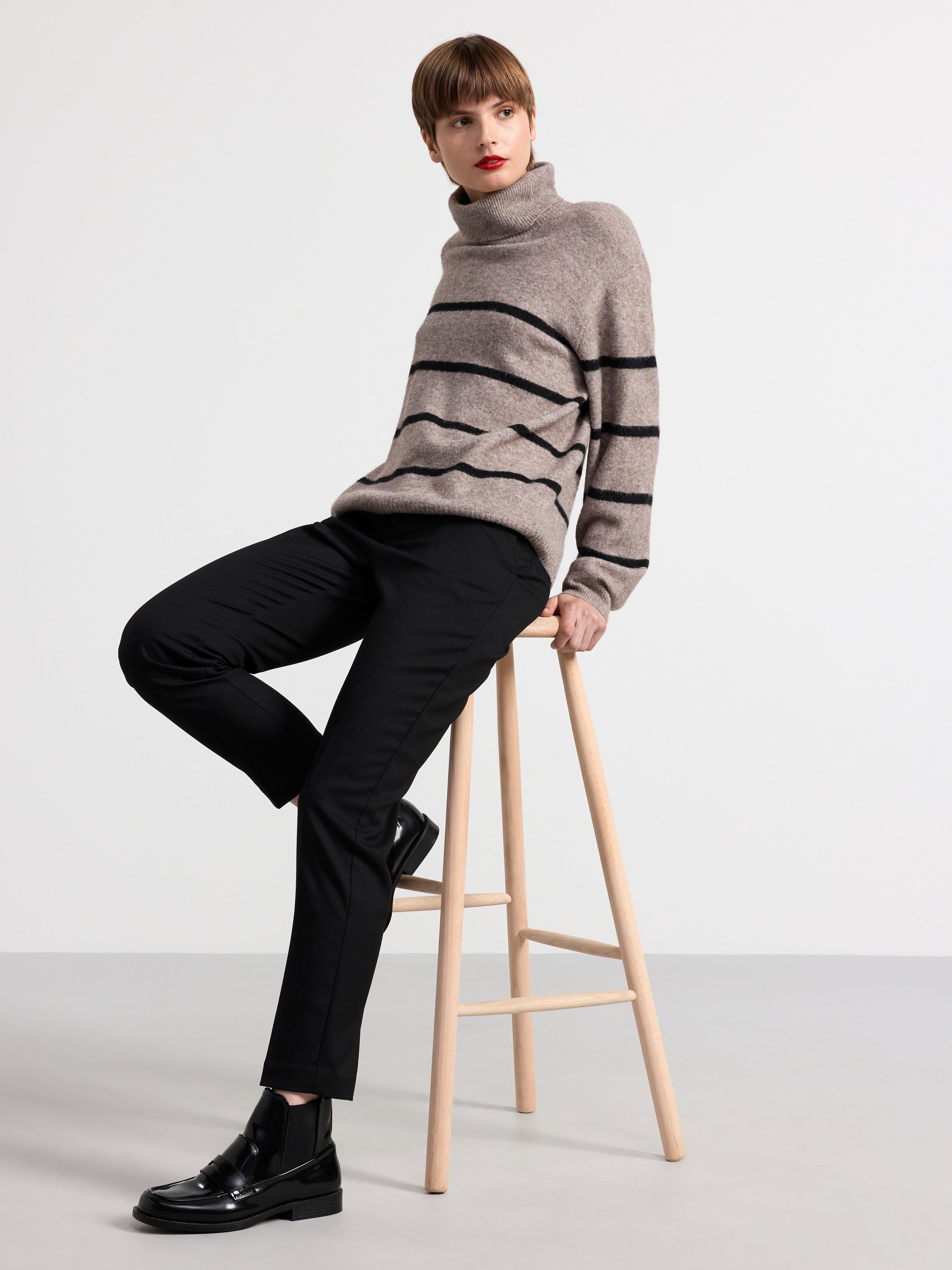 Knitted jumper with stripes Brown melange