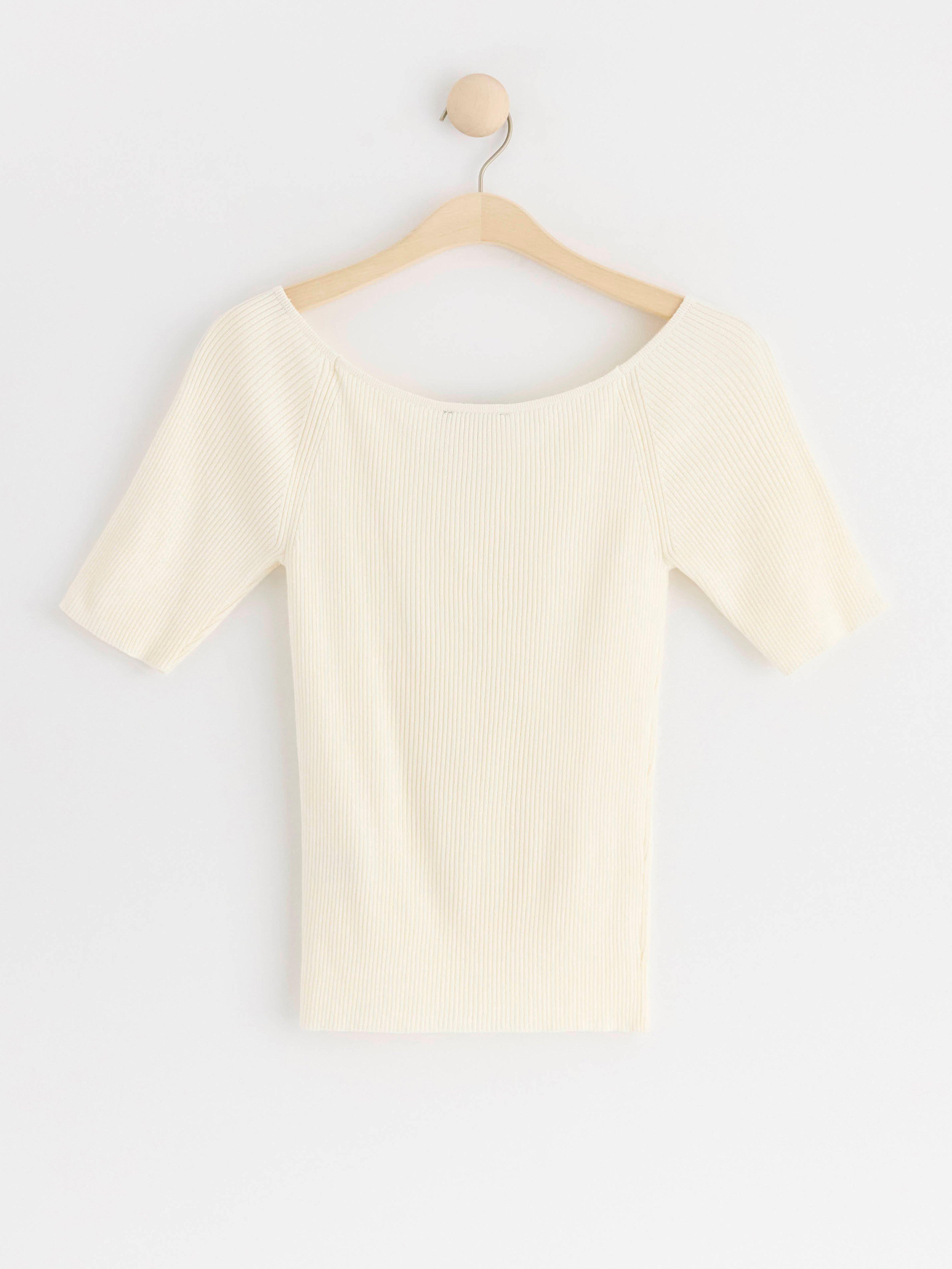 Ribbed short sleeve top Off White