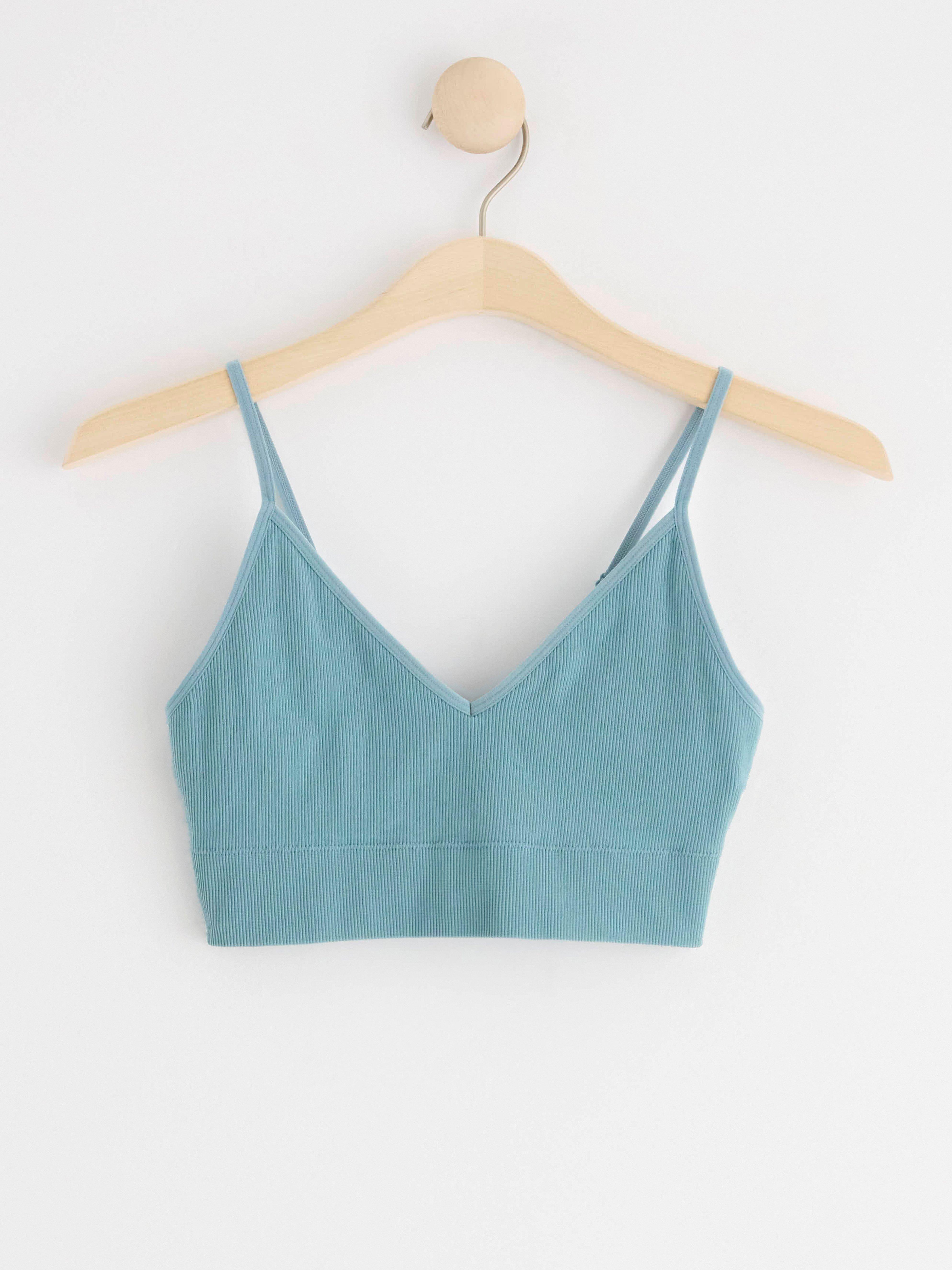 Seamless ribbed soft bra Dusty Blue
