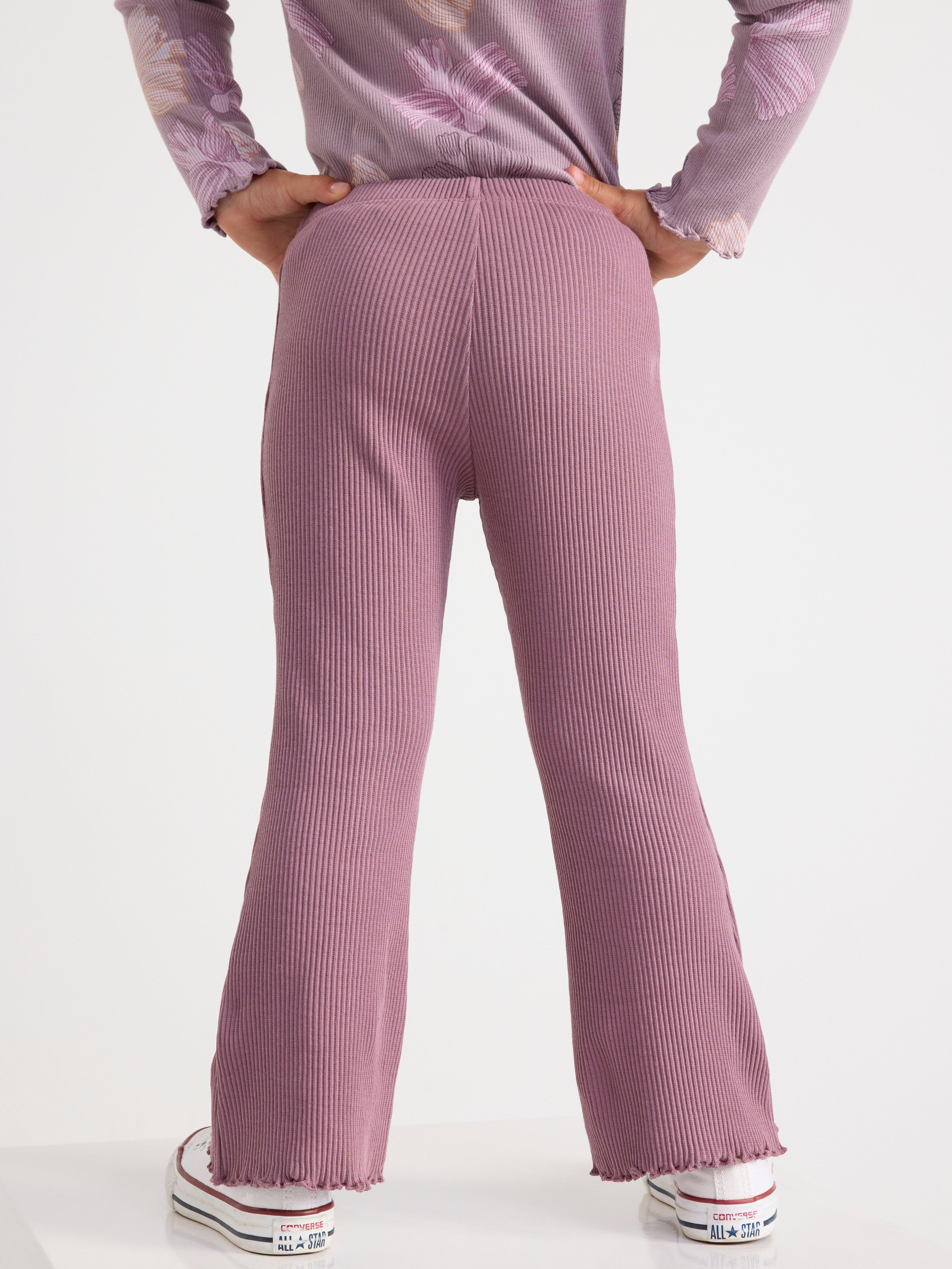 Ribbed flared leggings Dusty Lilac
